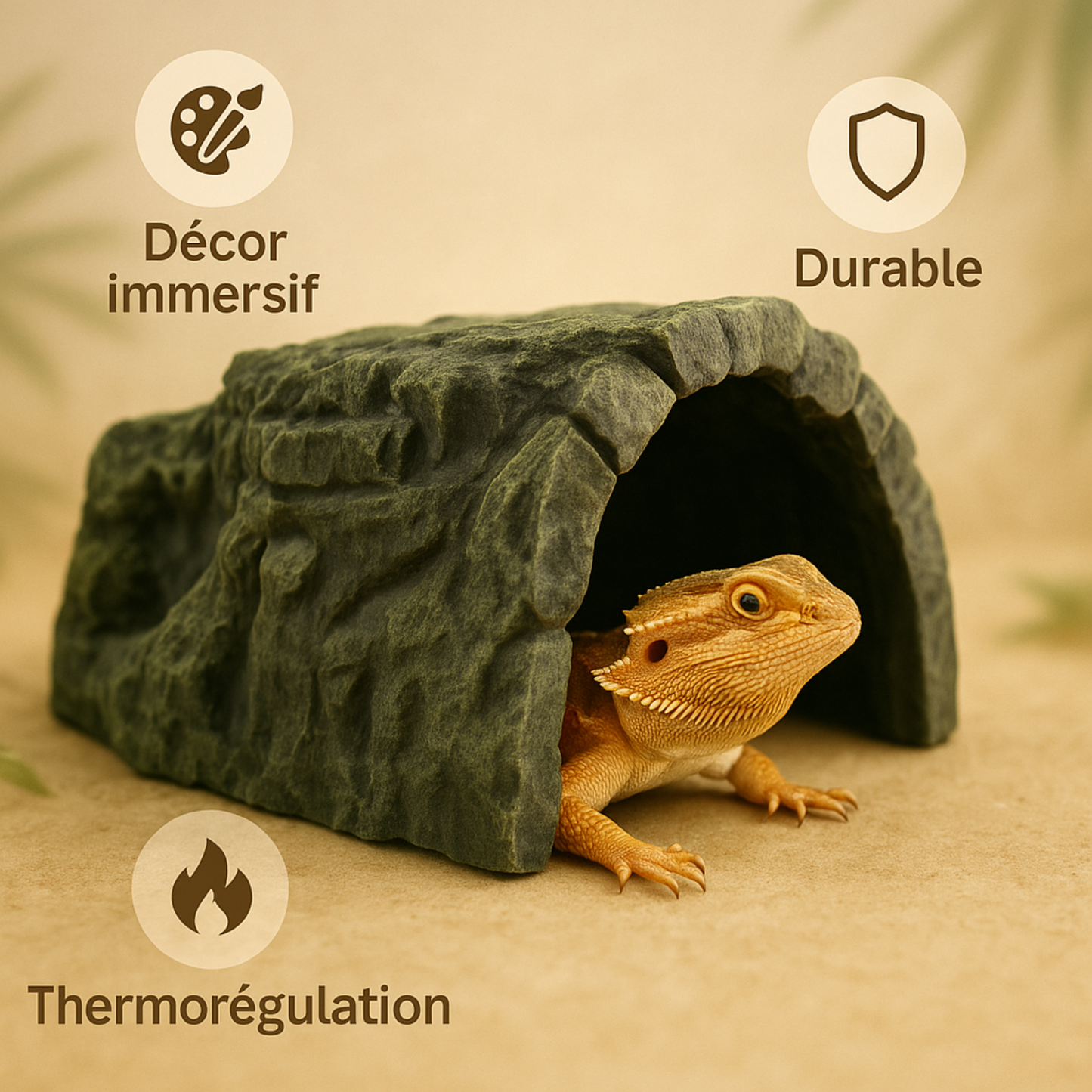 Grotte en Résine pour Terrarium – Cachette Roche Naturelle