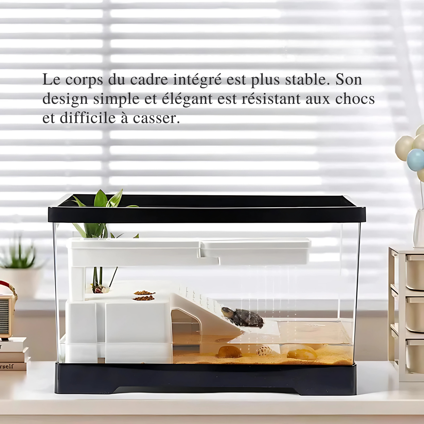 Terrarium Vivarium pour Tortues – Bac Moderne avec Plateforme