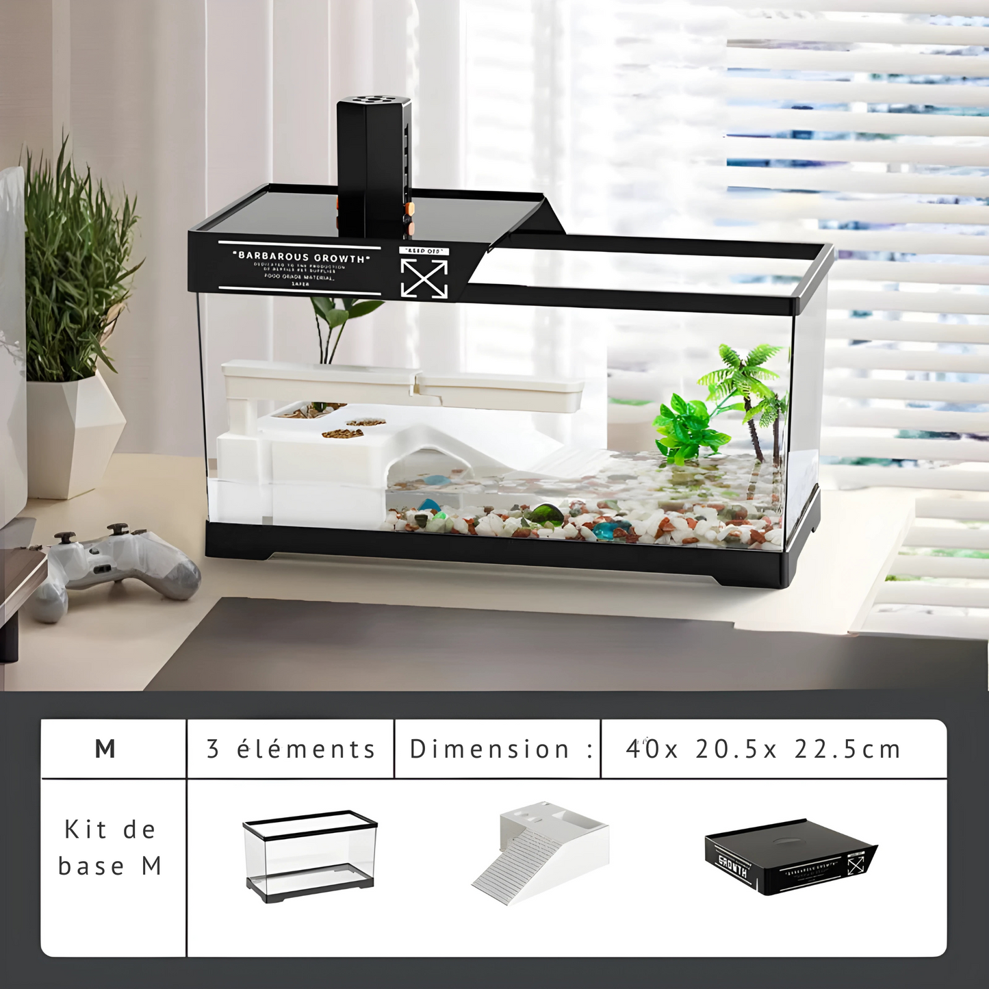 Terrarium Vivarium pour Tortues – Bac Moderne avec Plateforme