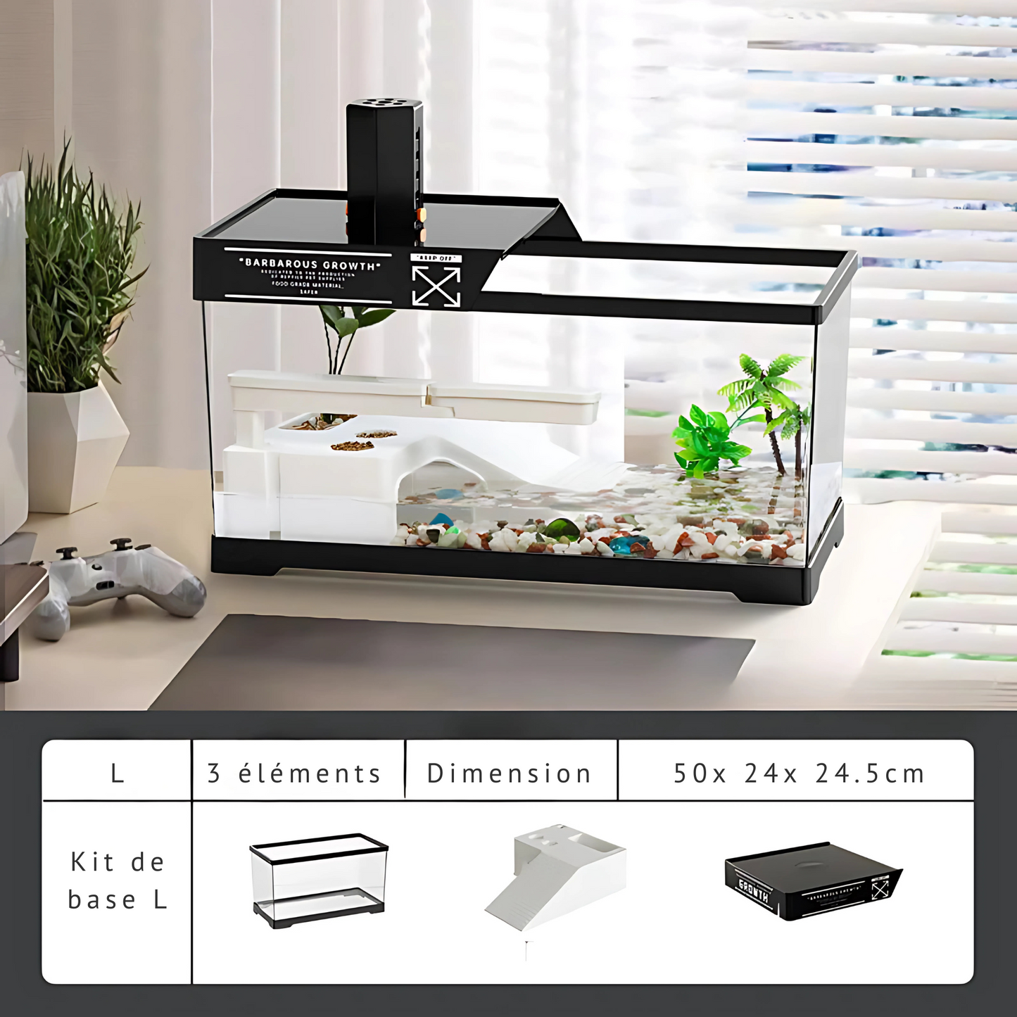 Terrarium Vivarium pour Tortues – Bac Moderne avec Plateforme