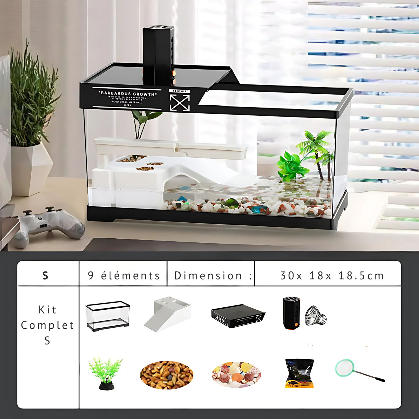 Terrarium Vivarium pour Tortues – Bac Moderne avec Plateforme