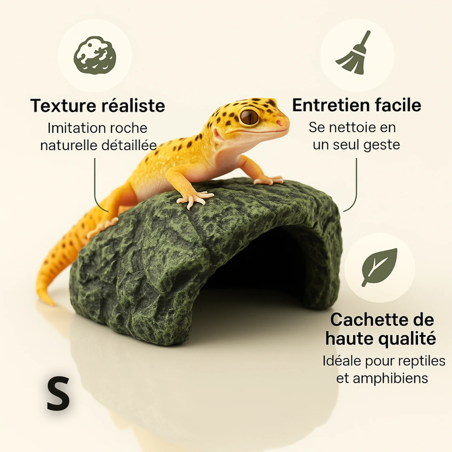 Grotte en Résine pour Terrarium – Cachette Roche Naturelle