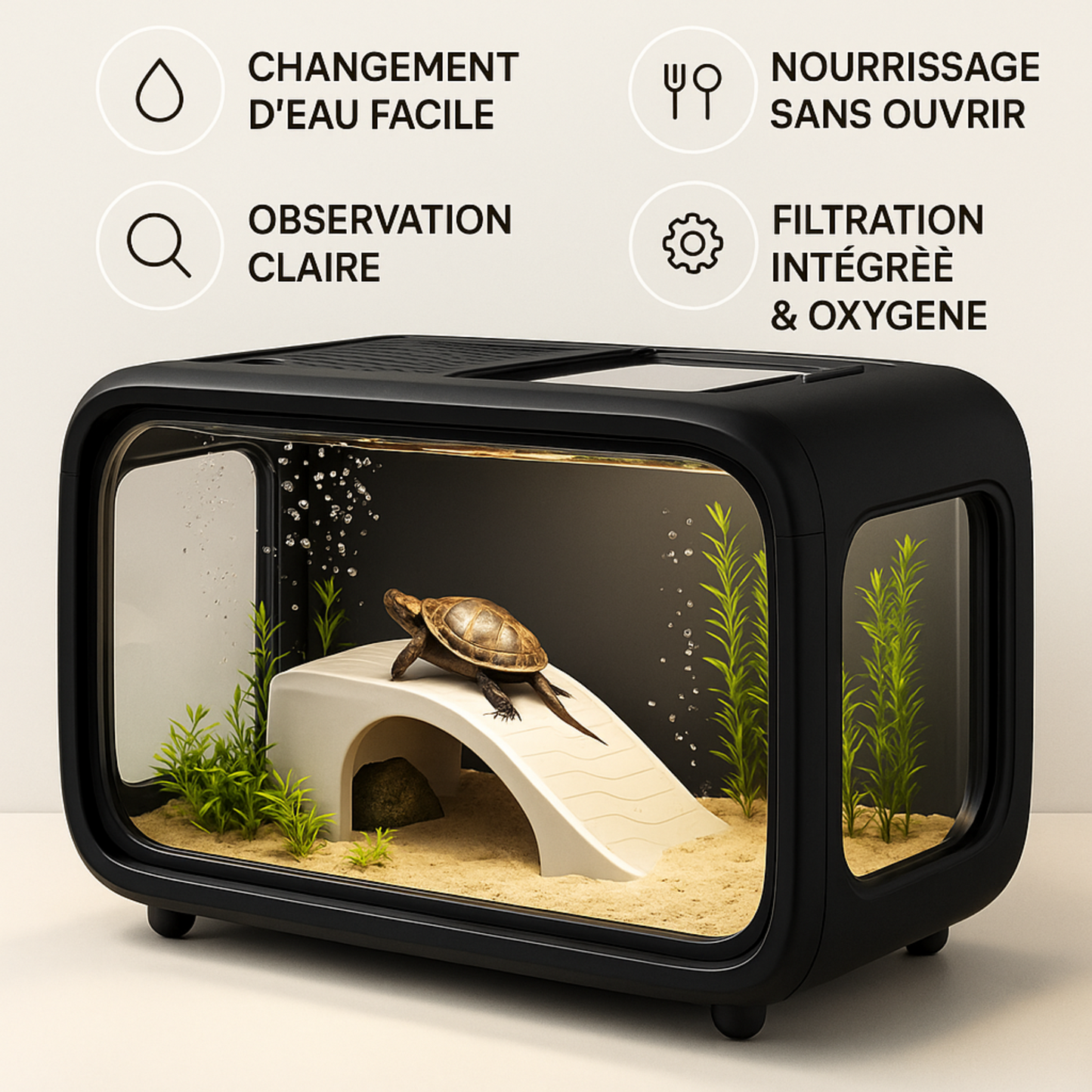 Vivarium pour tortue - Terrarium Aquatique Transparent
