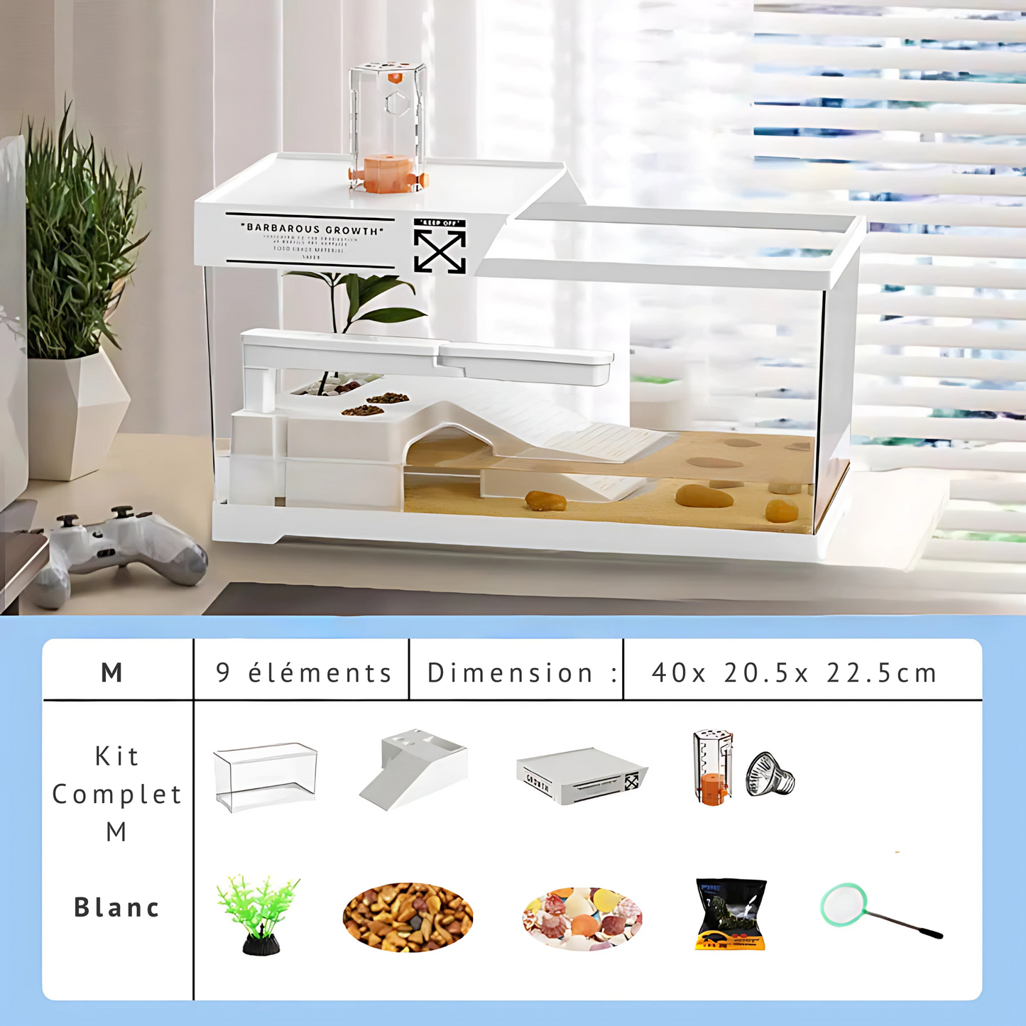 Terrarium Vivarium pour Tortues – Bac Moderne avec Plateforme
