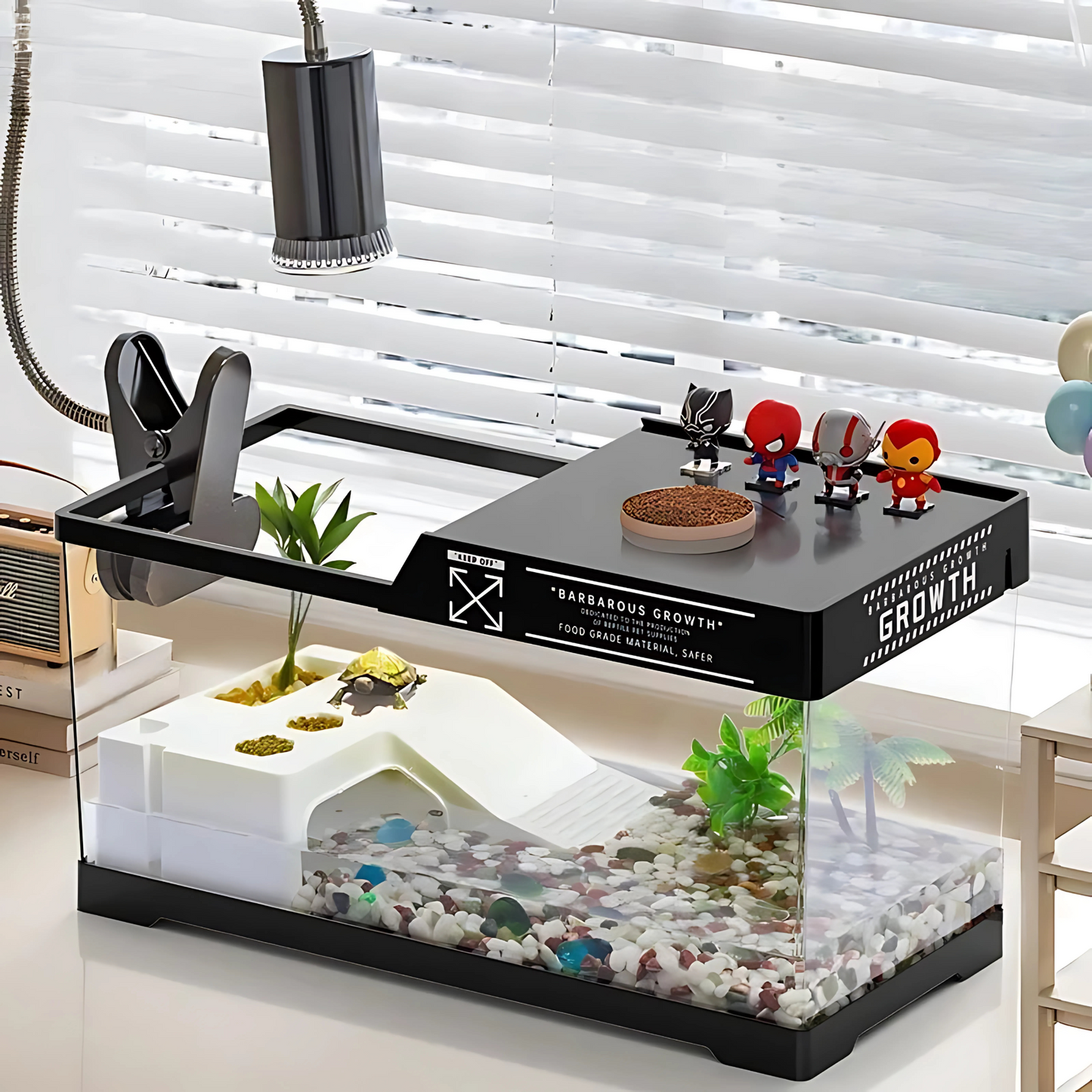 Terrarium Vivarium pour Tortues – Bac Moderne avec Plateforme