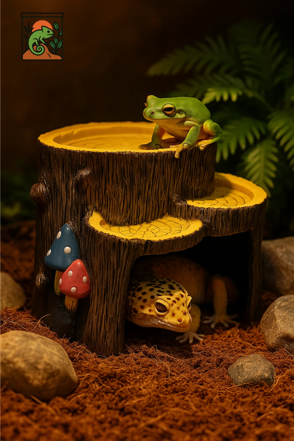 Cachette en Résine Imitation Tronc pour Terrarium – Abri Naturel