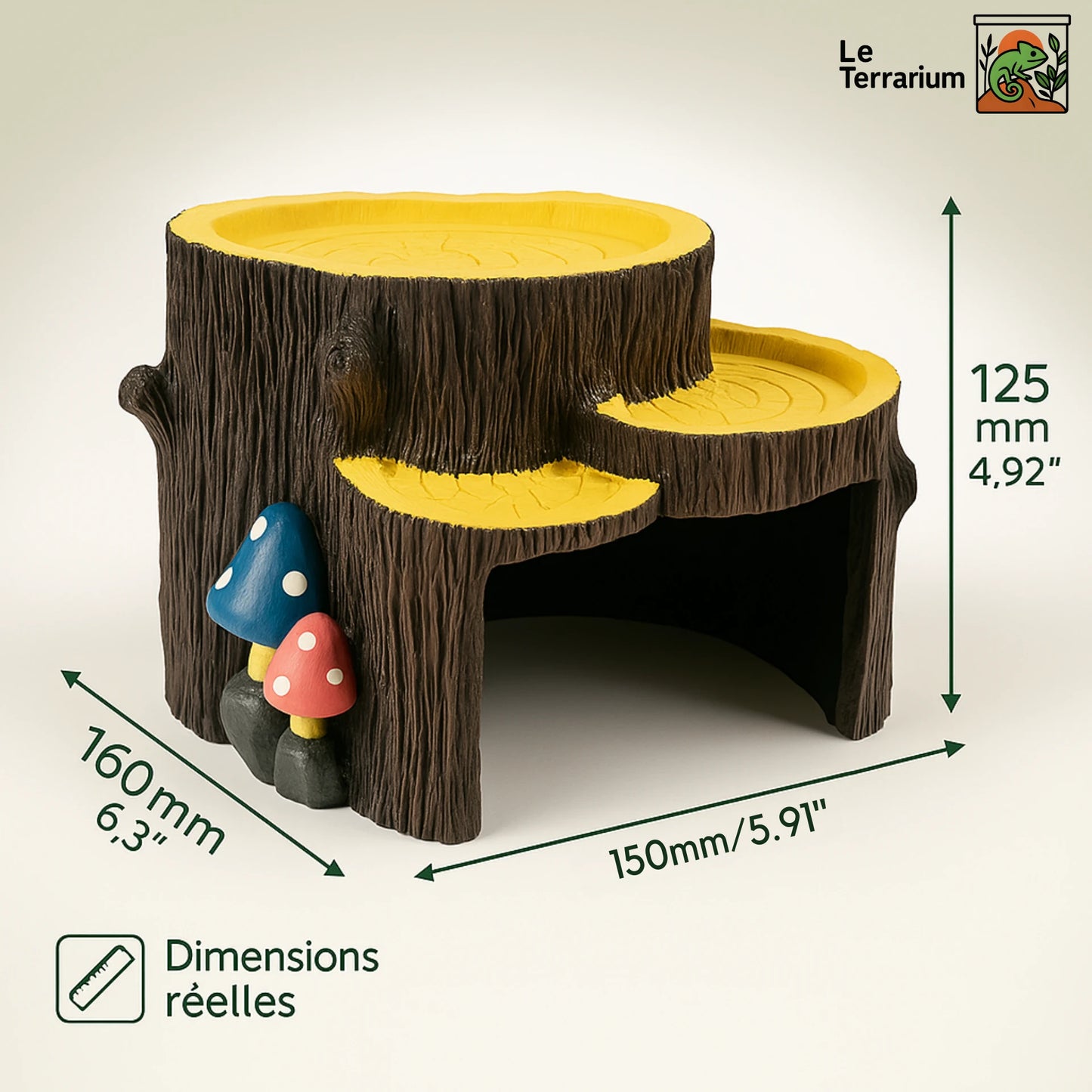 Cachette en Résine Imitation Tronc pour Terrarium – Abri Naturel