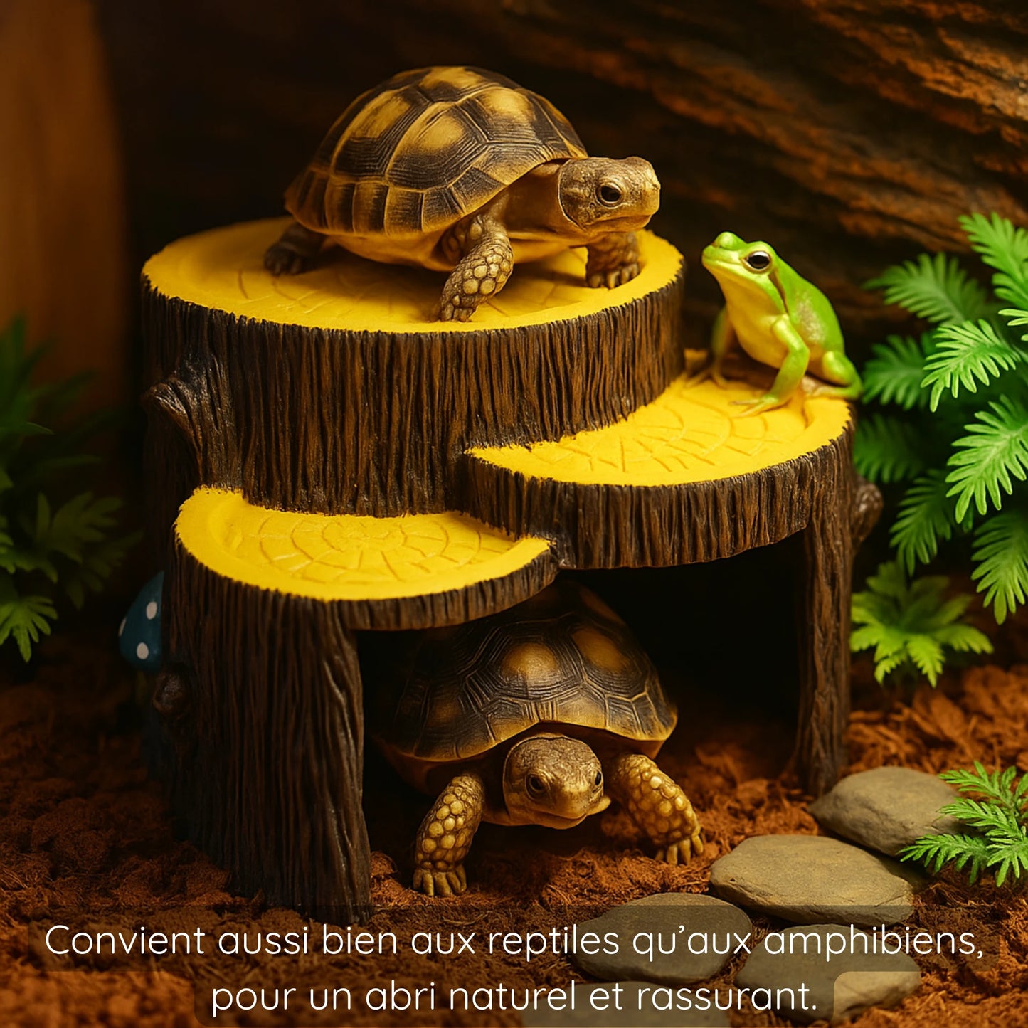 Cachette en Résine Imitation Tronc pour Terrarium – Abri Naturel