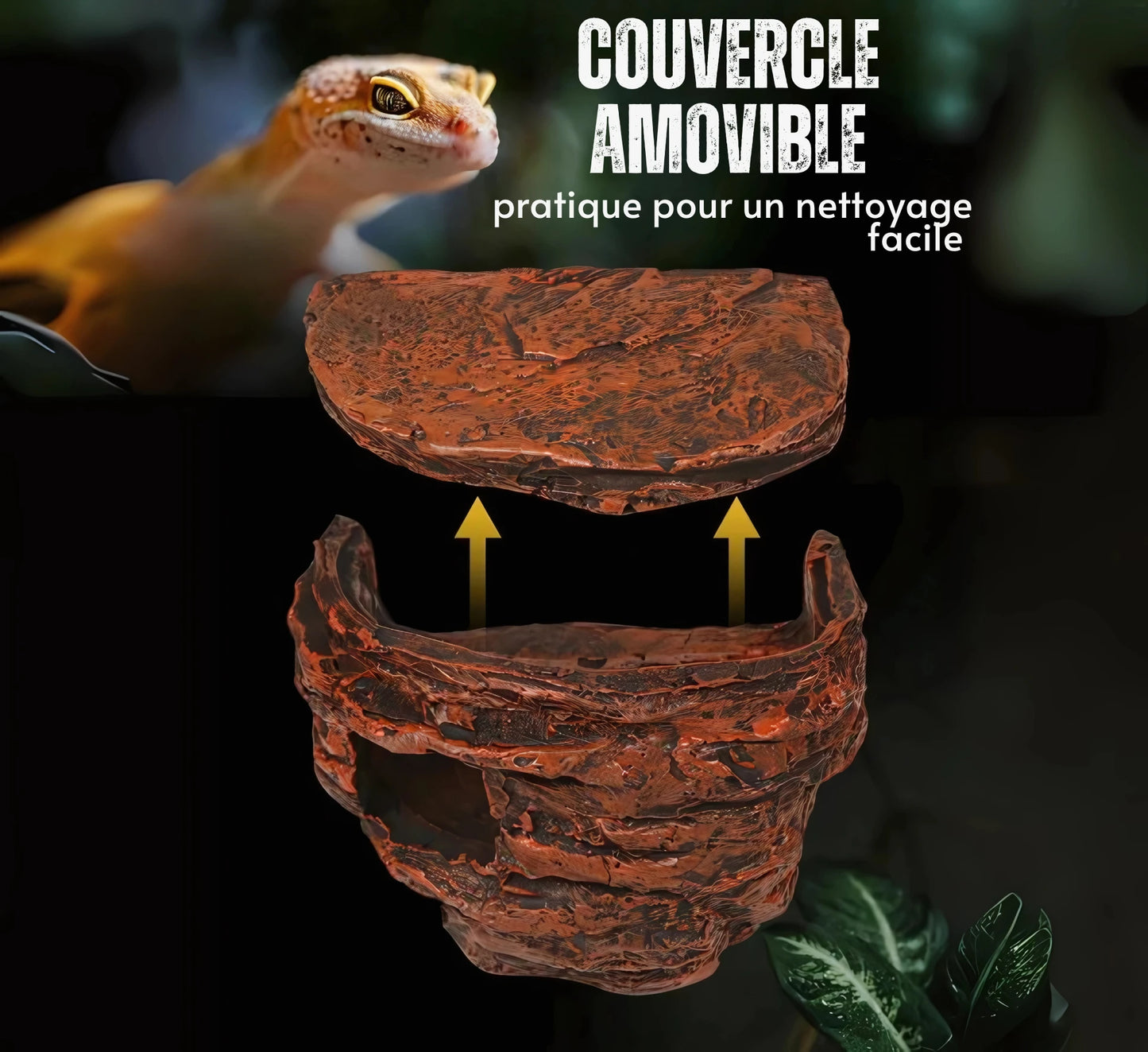 Cachette en Roche pour Terrarium – Abri Suspendu pour Réptiles