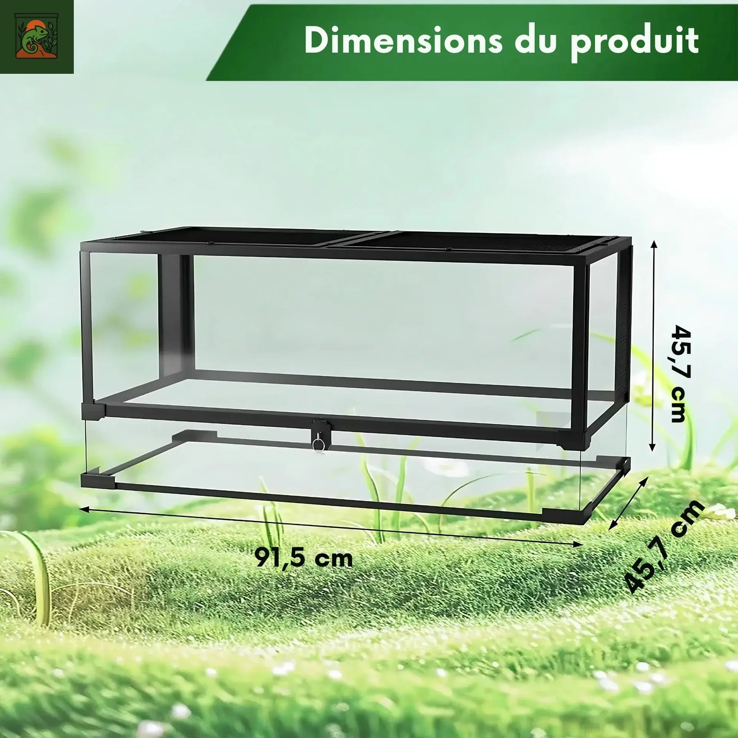Grand Terra en verre 90×45×45 cm – Terrarium 50 Gallons