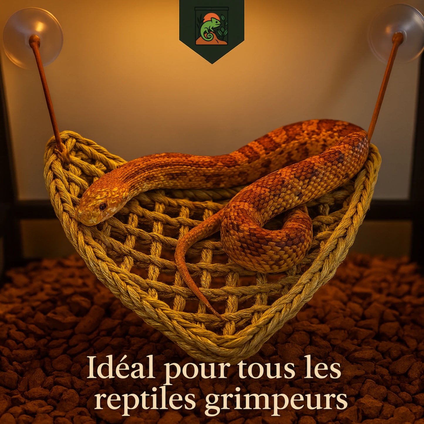 Hamac pour Reptile Ultra-Confort – Fibres Naturelles & Ventouses