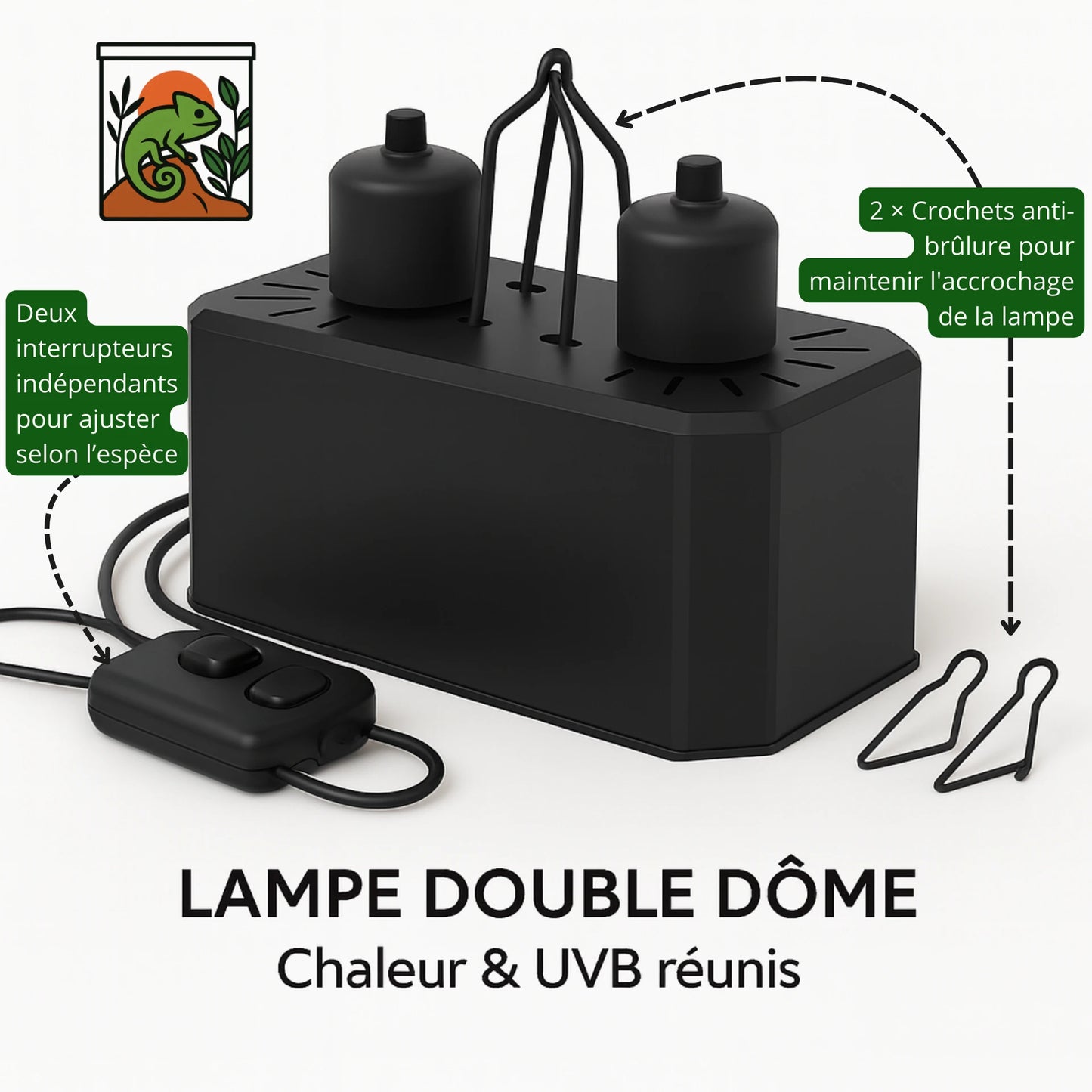 Lampe Double Dôme a Terrarium pour Reptiles