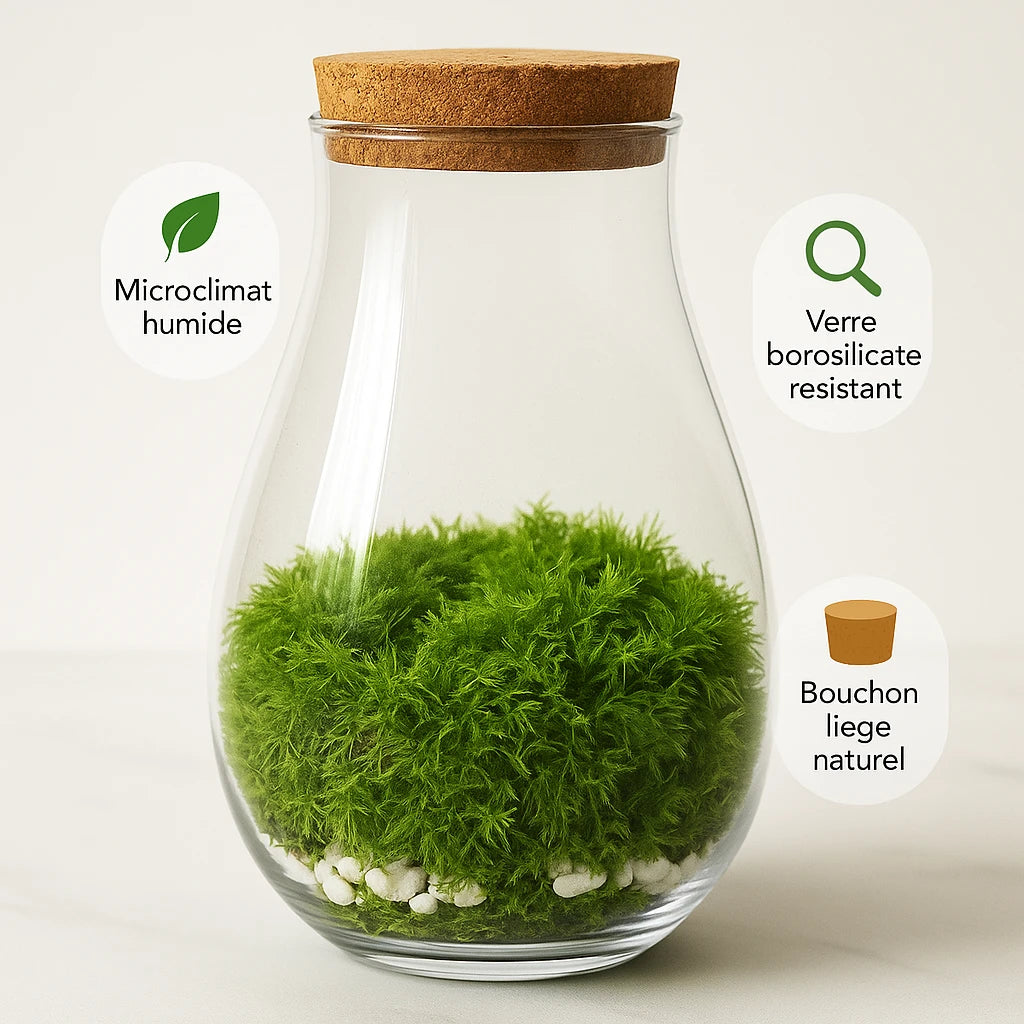 Terrarium Plante en Verre Fermé – Vase Goutte d’Eau avec Liège