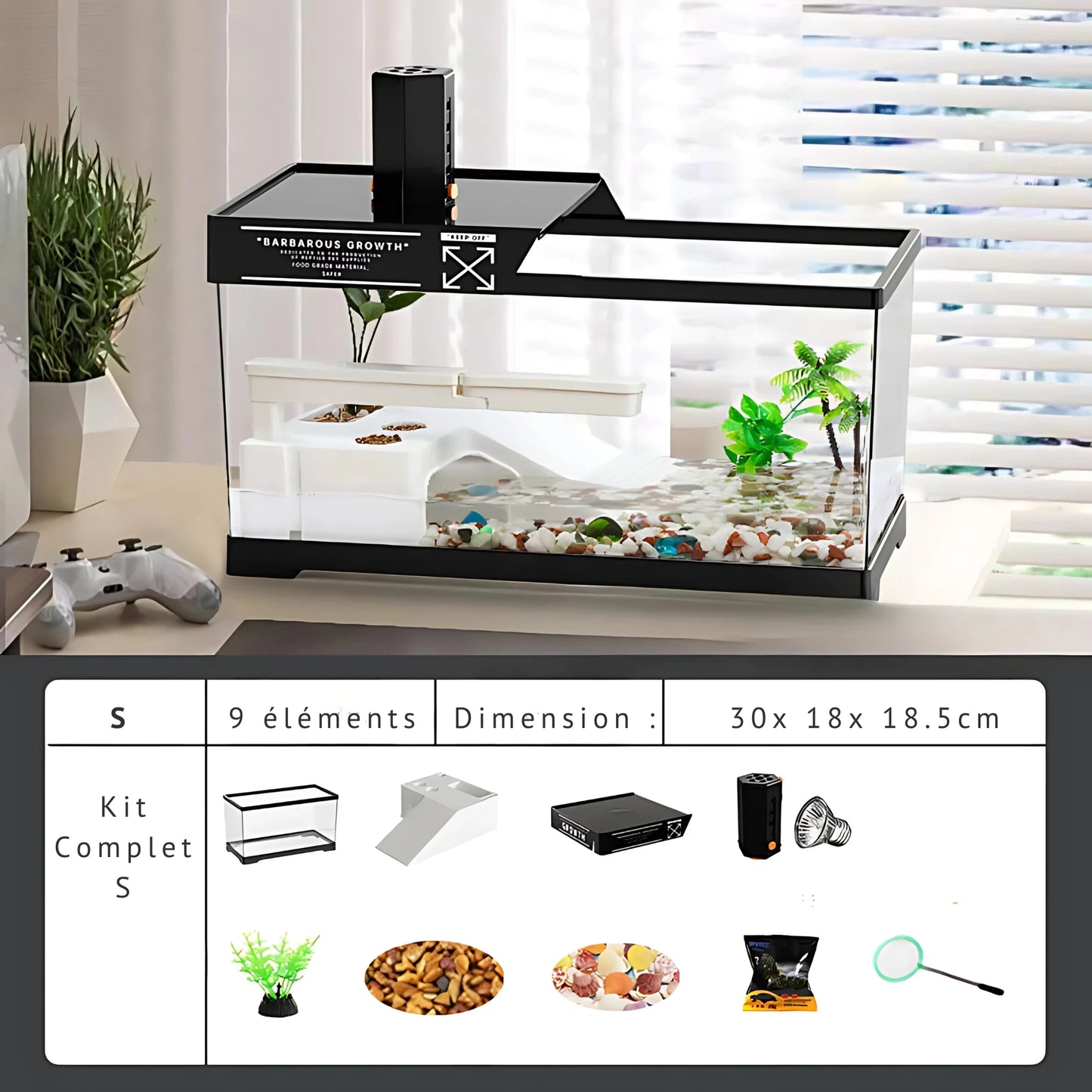 Terrarium Vivarium pour Tortues – Bac Moderne avec Plateforme