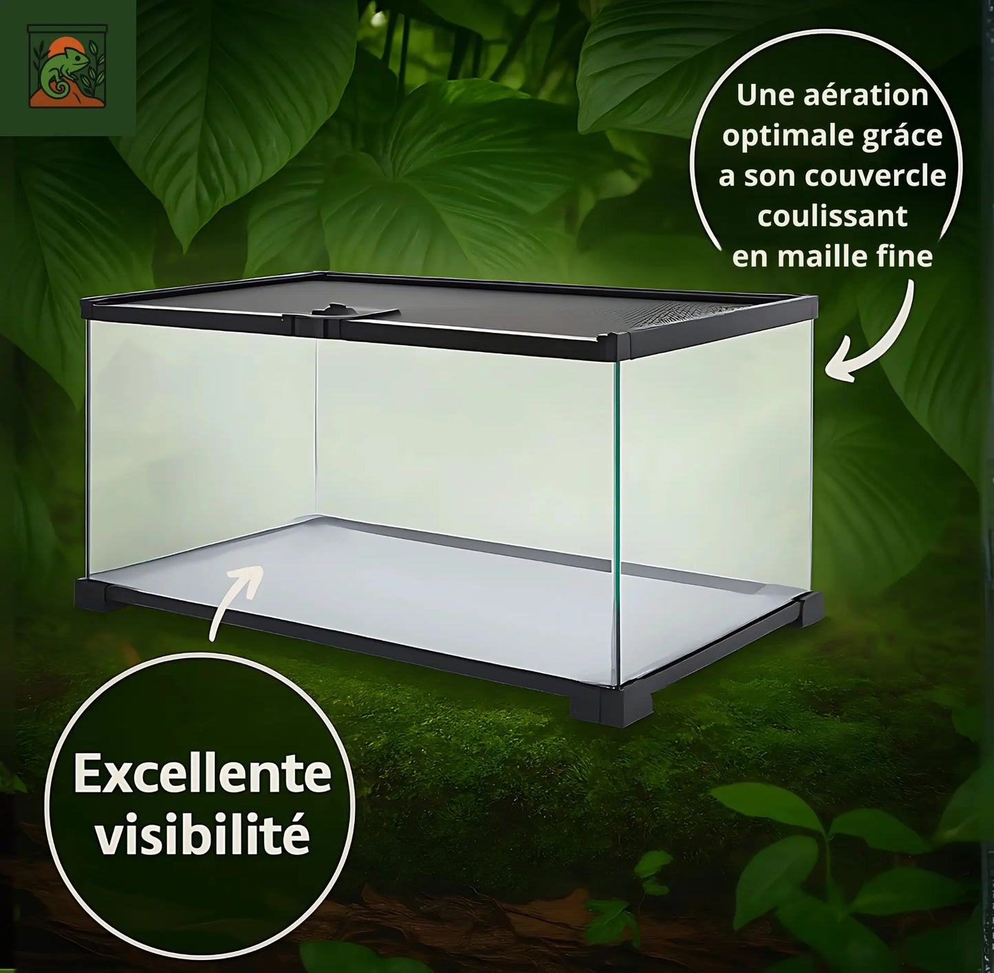Terrarium avec Couvercle Coulissant (50 × 25 × 30 cm)