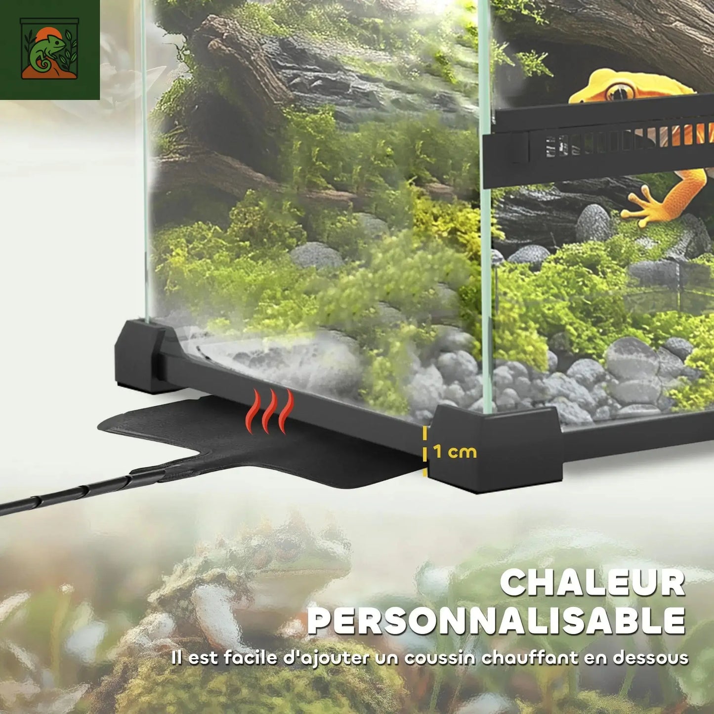 Terrarium à reptiles en verre Vivarium 12L couvercle en maille métallique 20x20x30cm noir maison pour serpents lézards et petits animaux de compagnie