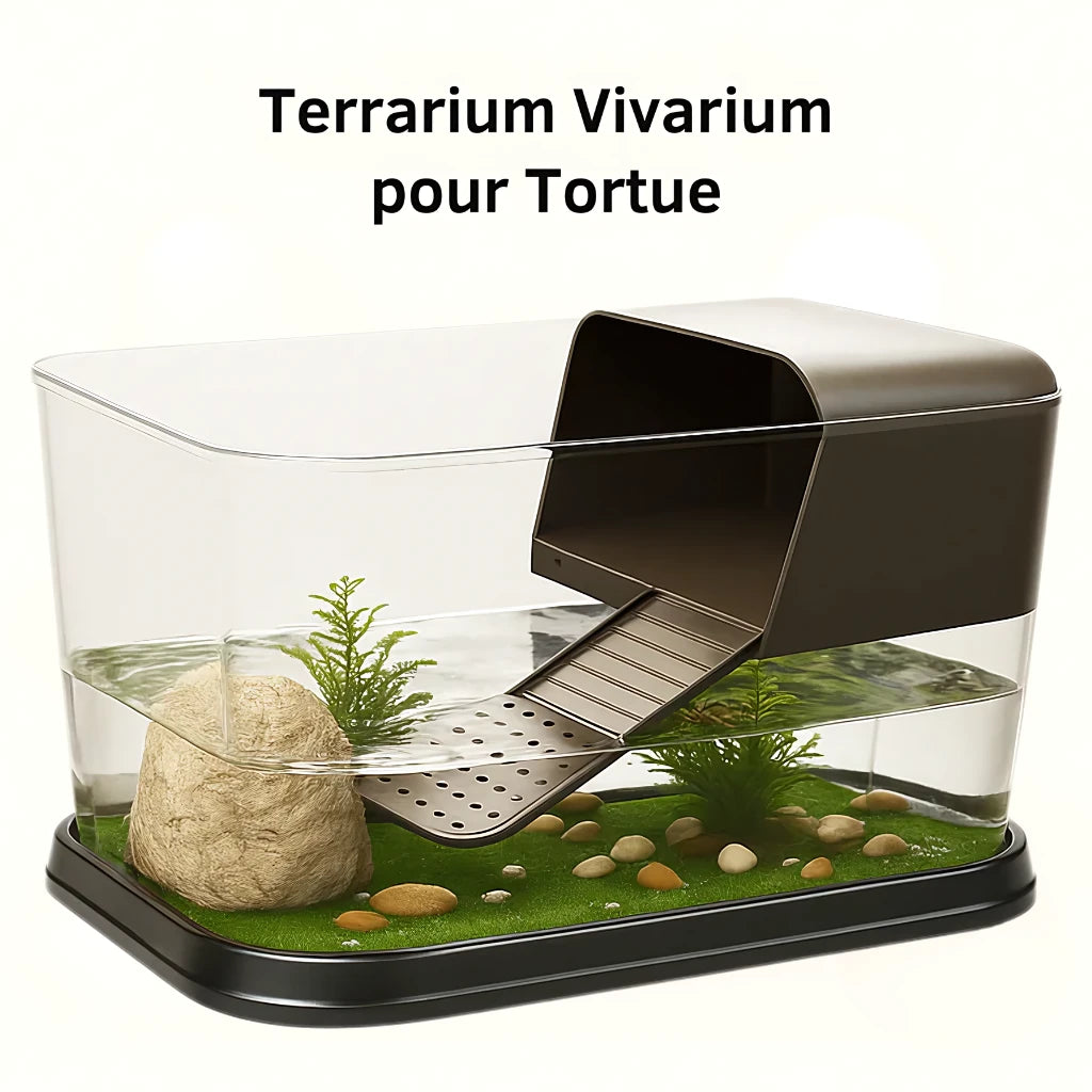 Terrarium pour Tortue – Vivarium Amphibie Transparent