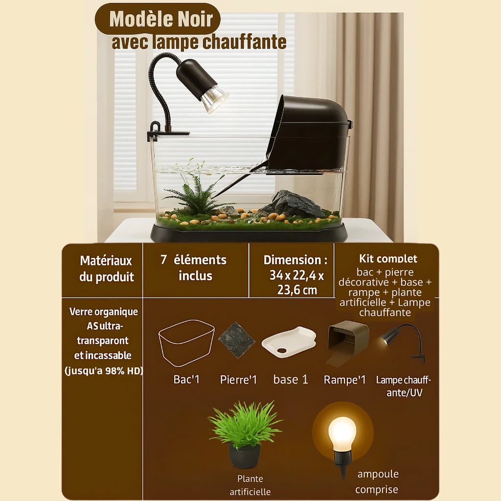 Terrarium pour Tortue – Vivarium Amphibie Transparent