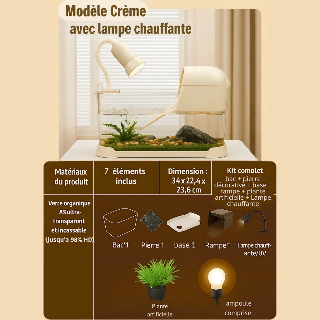 Terrarium pour Tortue – Vivarium Amphibie Transparent