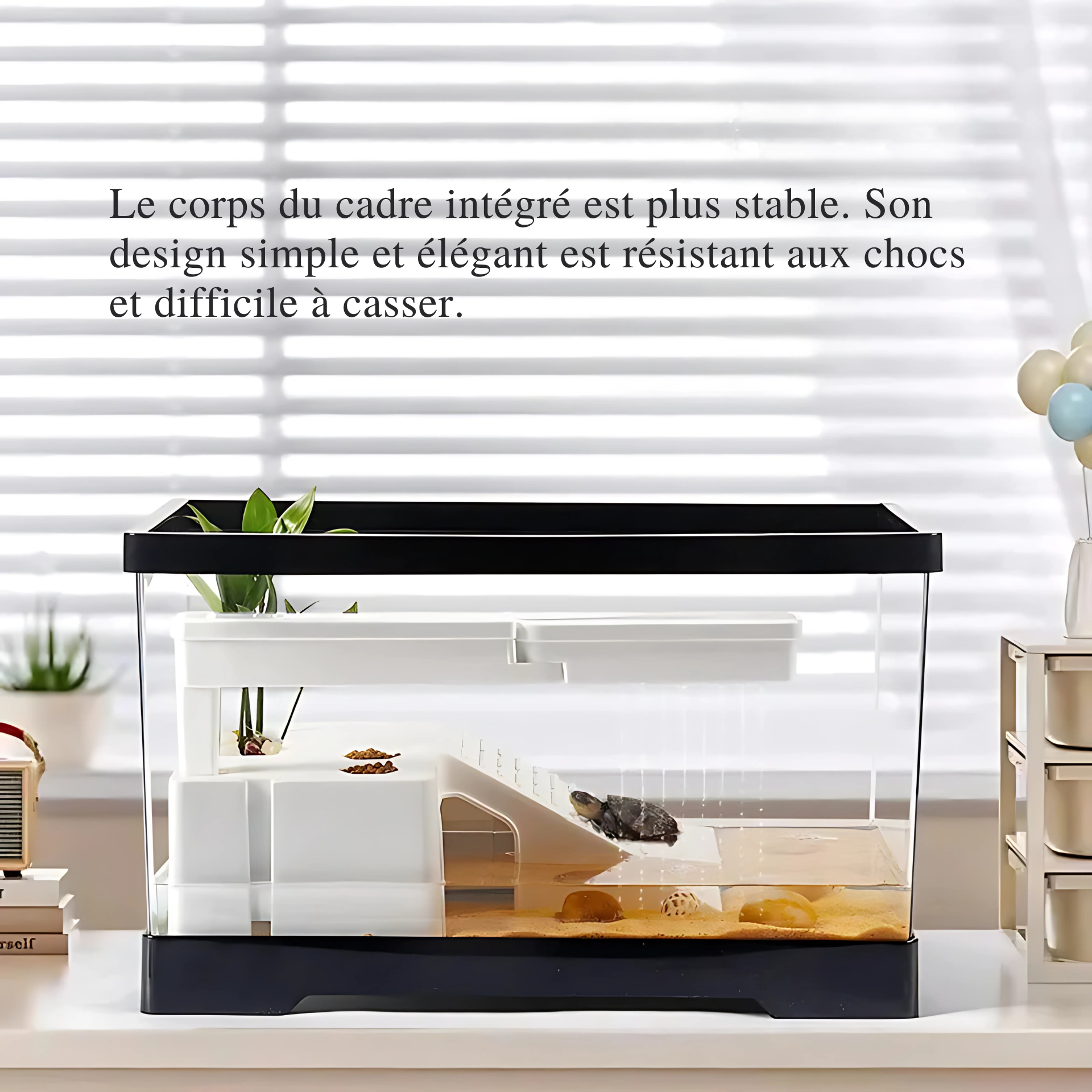 Terrarium Vivarium pour Tortues – Bac Moderne avec Plateforme 
