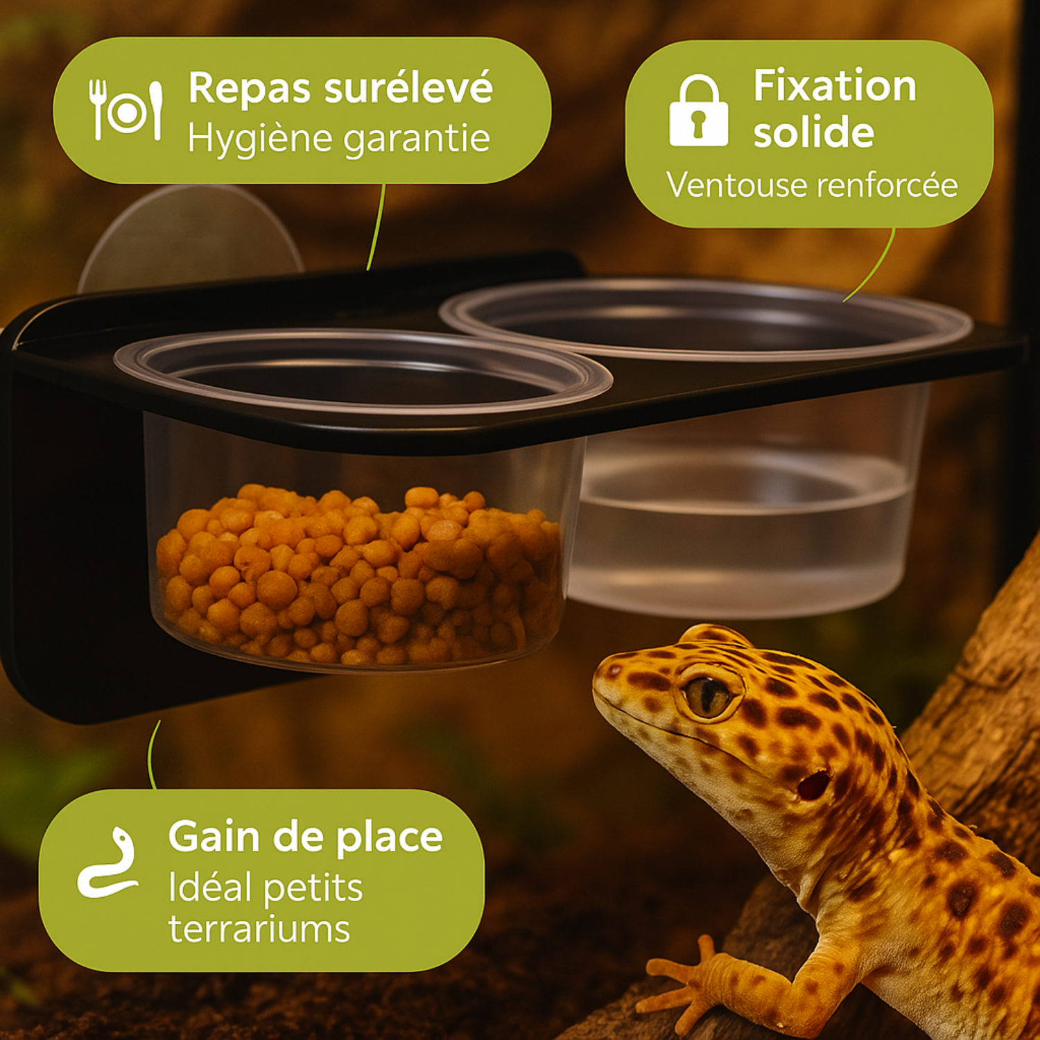 Bol de Nourriture pour Terrarium suspendu à ventouse 