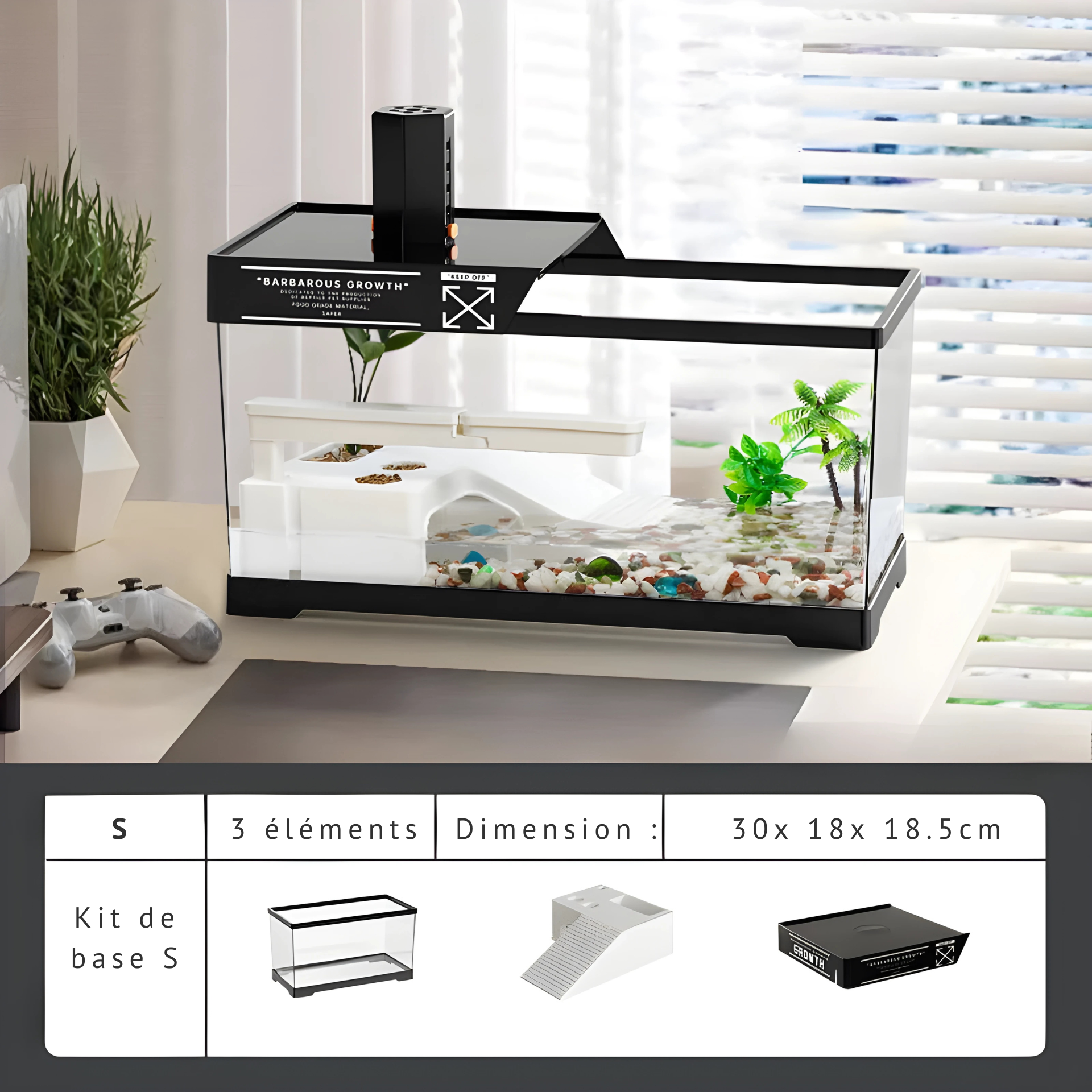Terrarium Vivarium pour Tortues – Bac Moderne avec Plateforme 