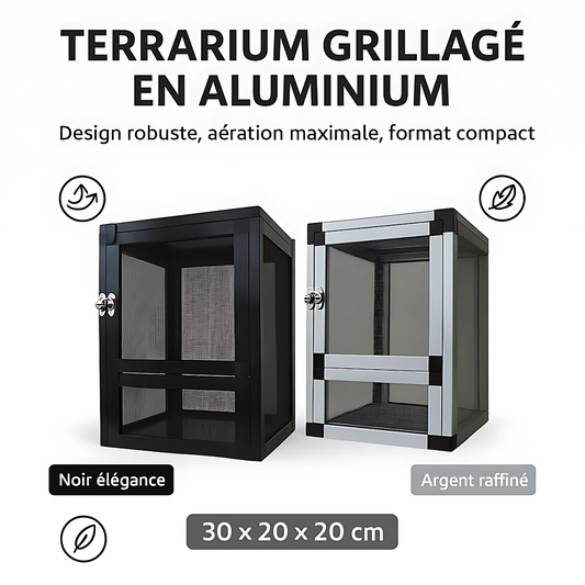 Terrarium grillagé en aluminium – Compact & ventilé 