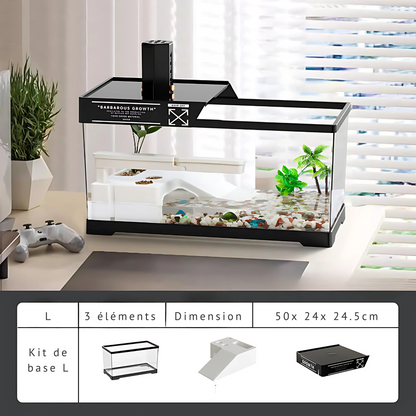 Terrarium Vivarium pour Tortues – Bac Moderne avec Plateforme 