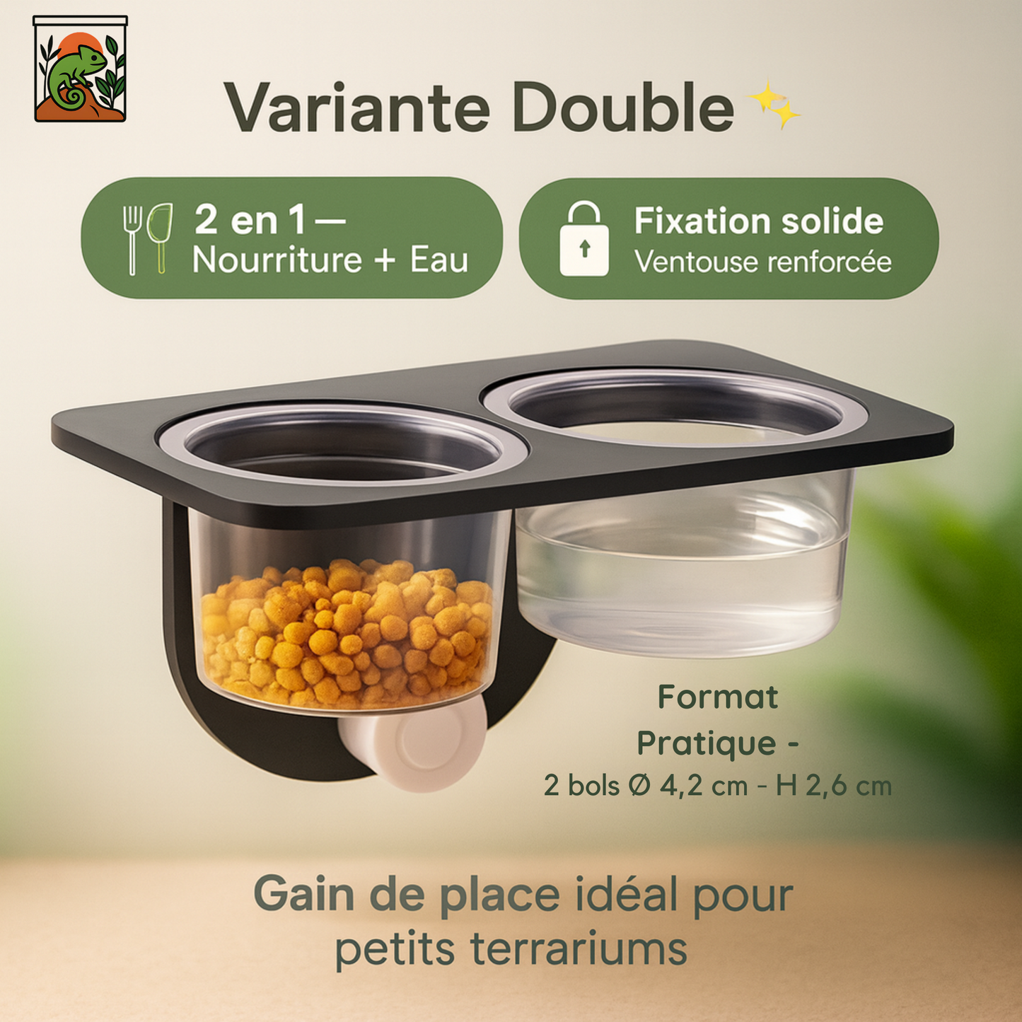 Bol de Nourriture pour Terrarium suspendu à ventouse 