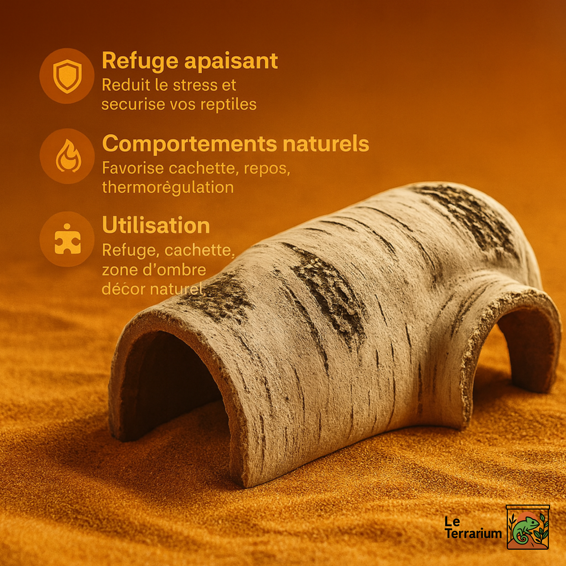 Abri Naturel pour Terrarium – Cachette Tronc de Bois 