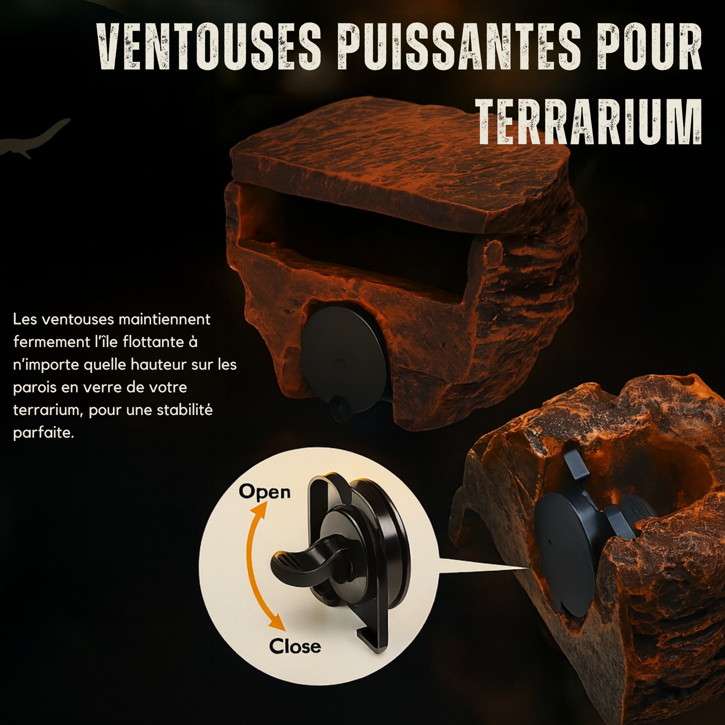 Cachette en Roche pour Terrarium – Abri Suspendu 