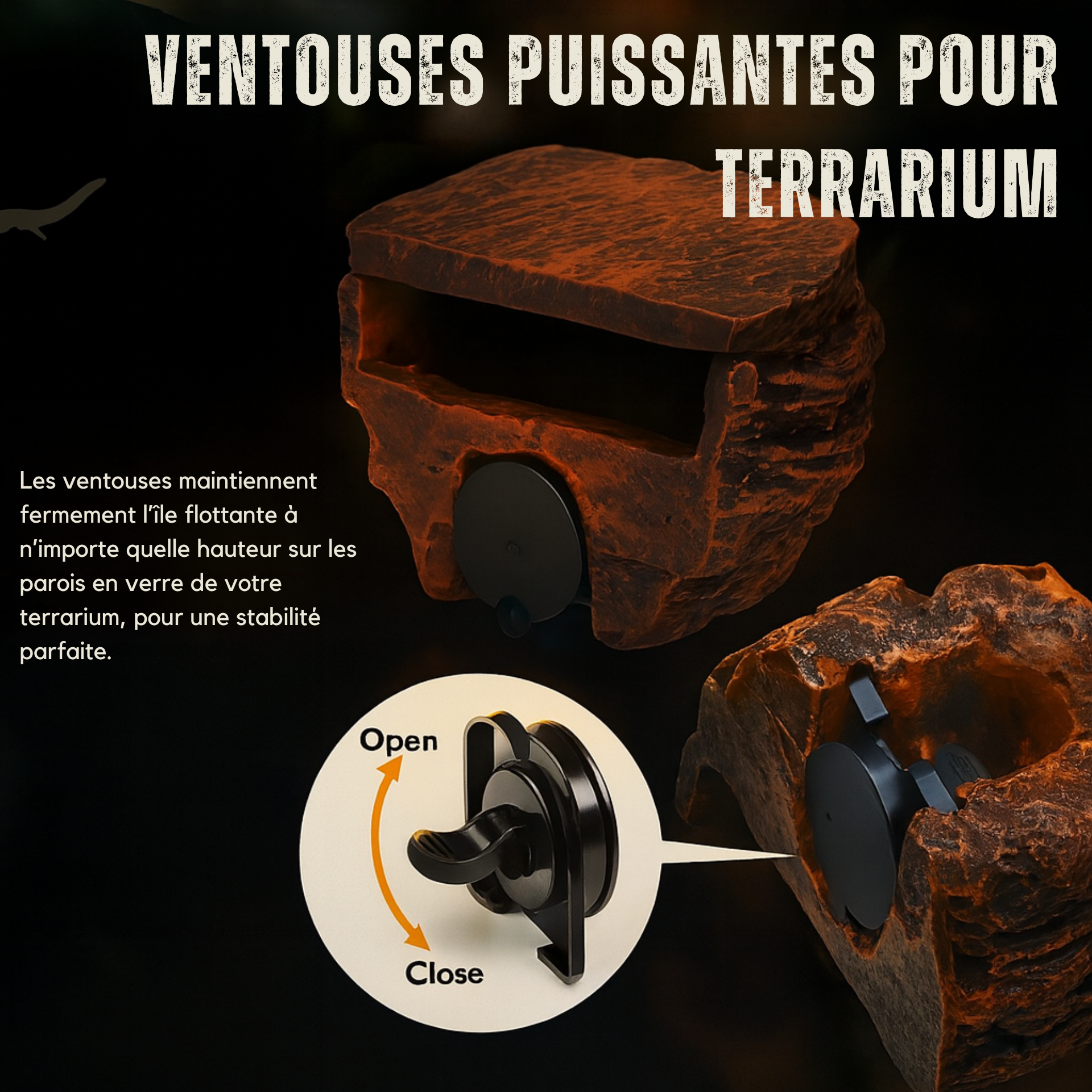 Cachette en Roche pour Terrarium – Abri Suspendu 