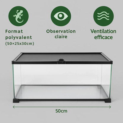 Terrarium avec Couvercle Coulissant (50 × 25 × 30 cm) 