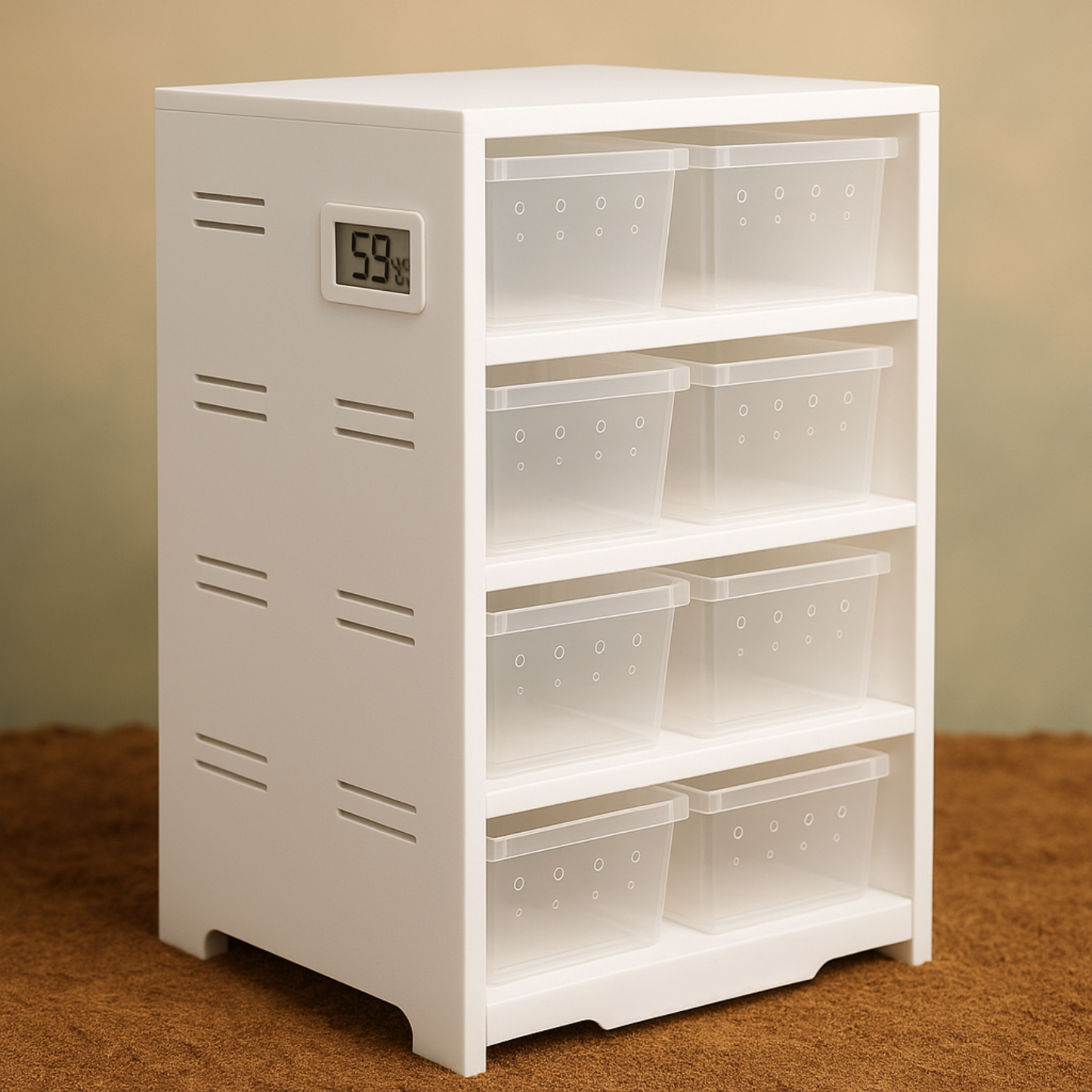 Terrarium Vertical à 4 Tiroirs avec Chauffage et Hygromètre 