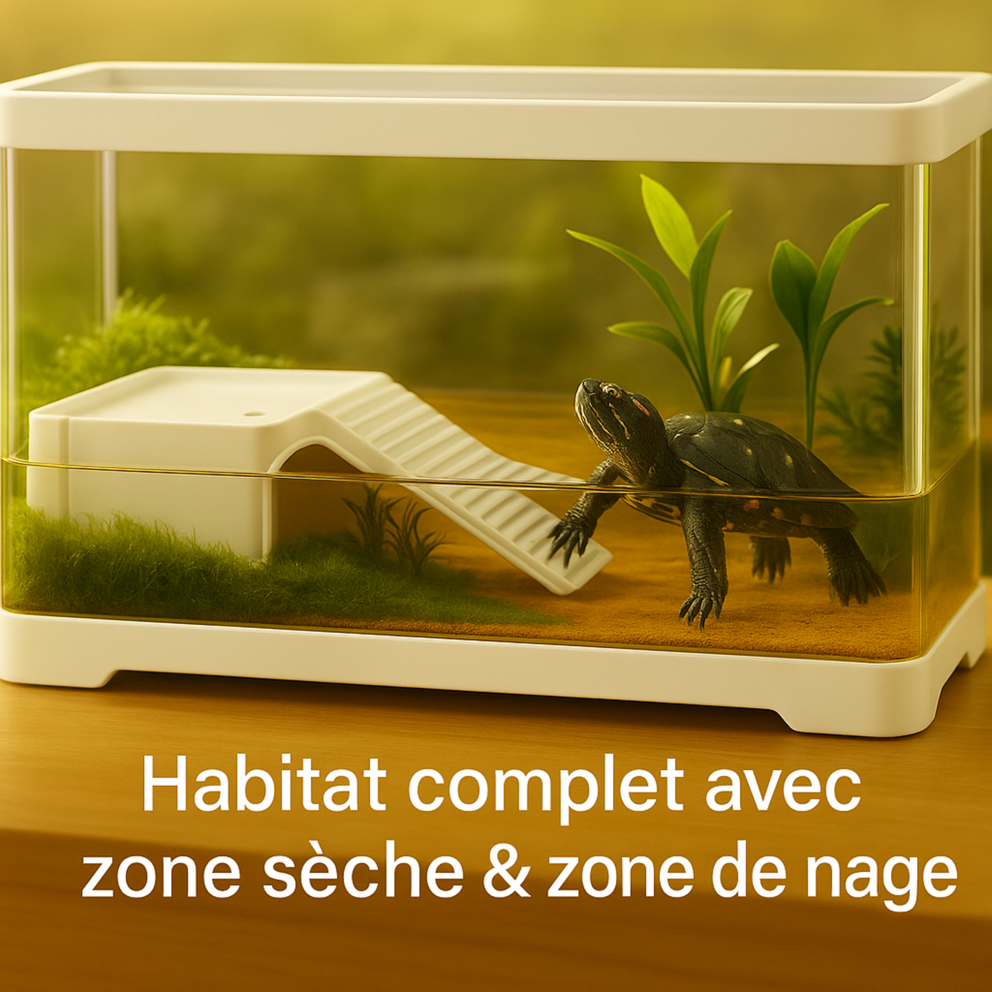 Terrarium Acrylique Tortue – Avec Rampe et Drainage Intégré 