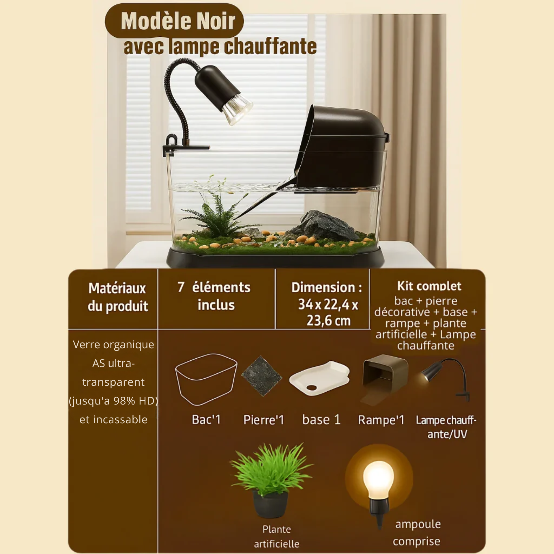 Terrarium pour Tortue – Vivarium Amphibie 