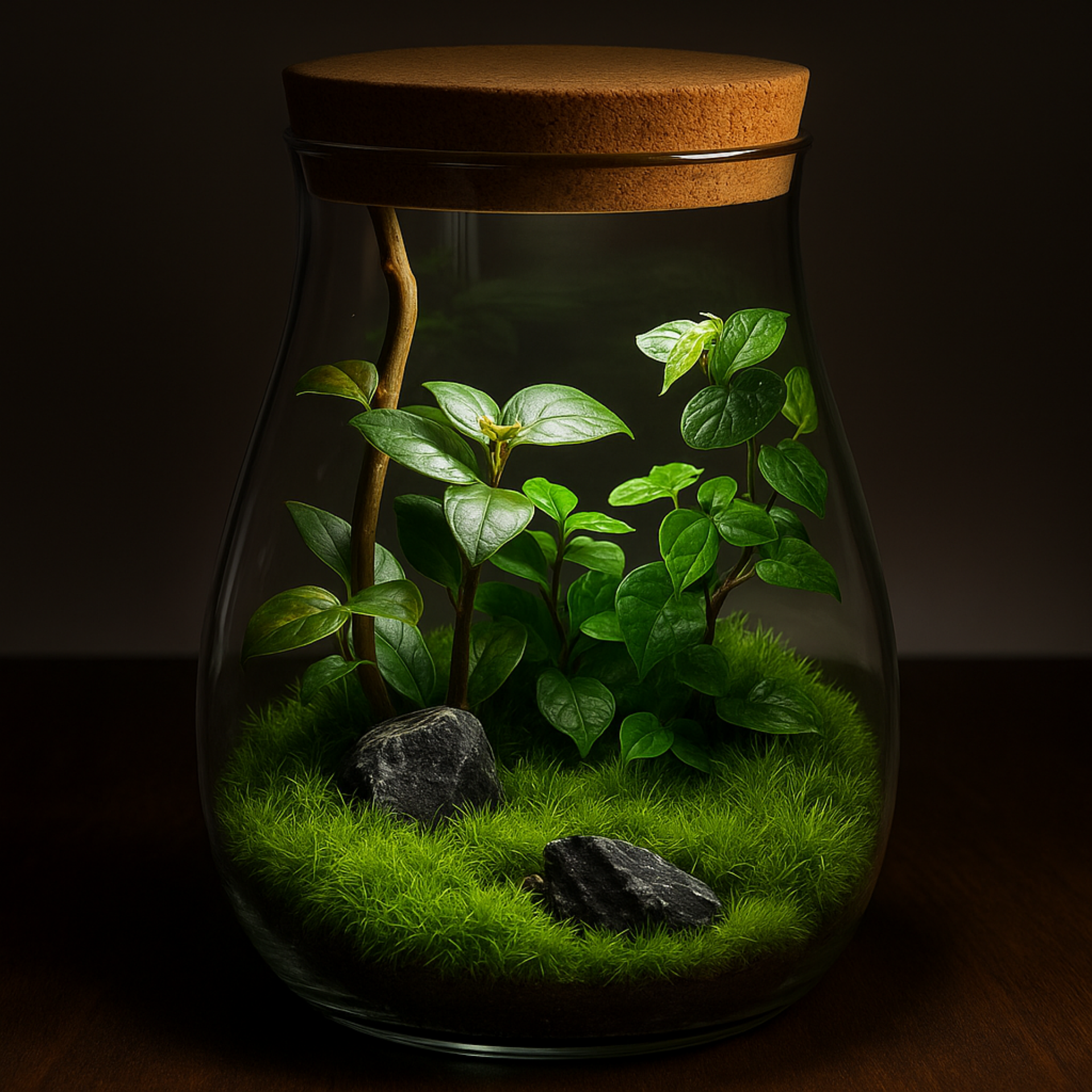 Terrarium Plante en Verre Fermé – Vase avec Liège 