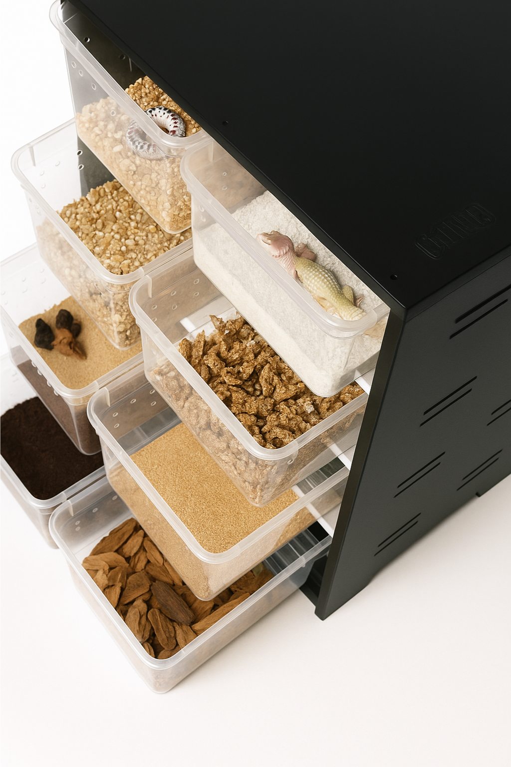 Terrarium Vertical à 4 Tiroirs avec Chauffage et Hygromètre 