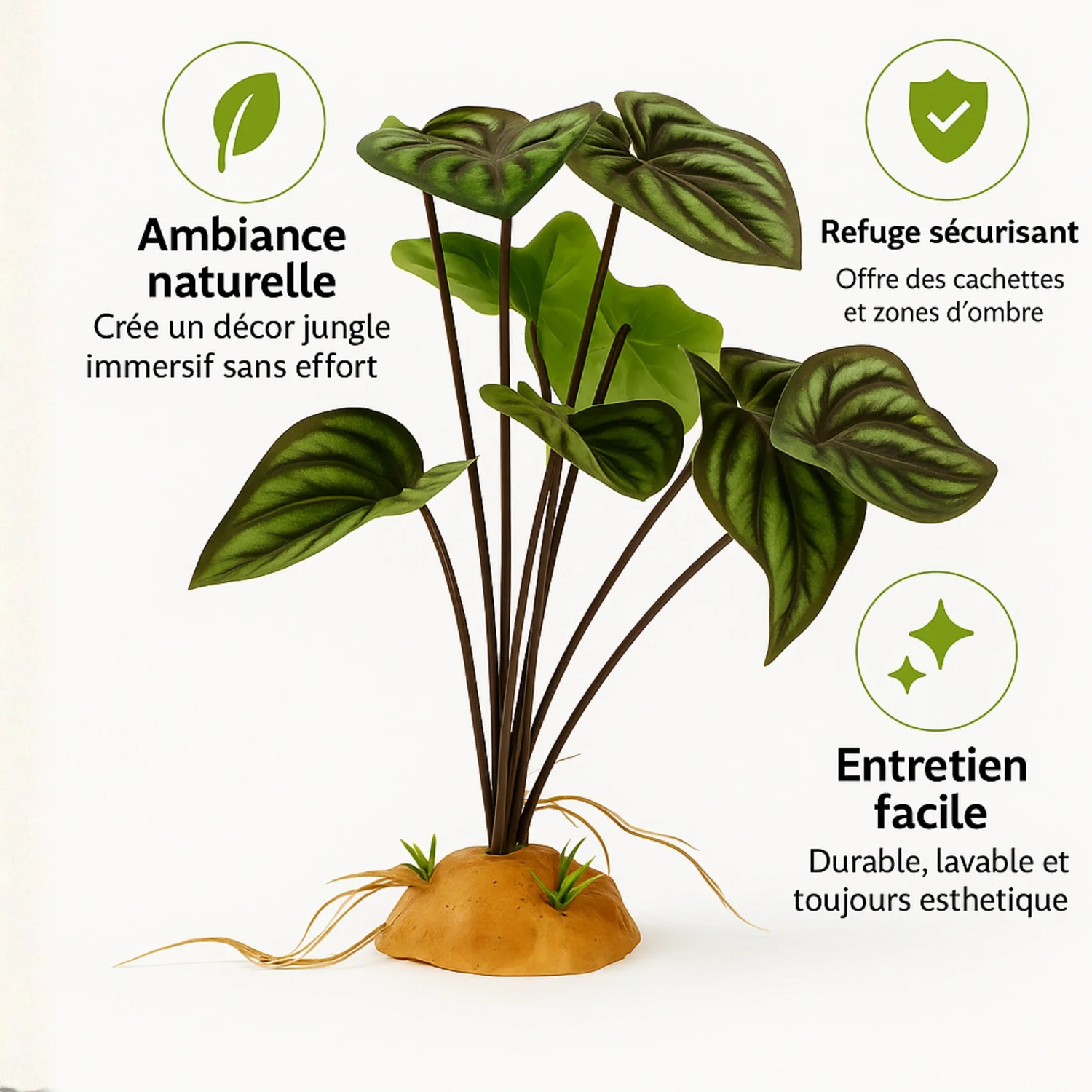 Plante Tropicale pour Terrarium – Feuillage Artificiel Réaliste 