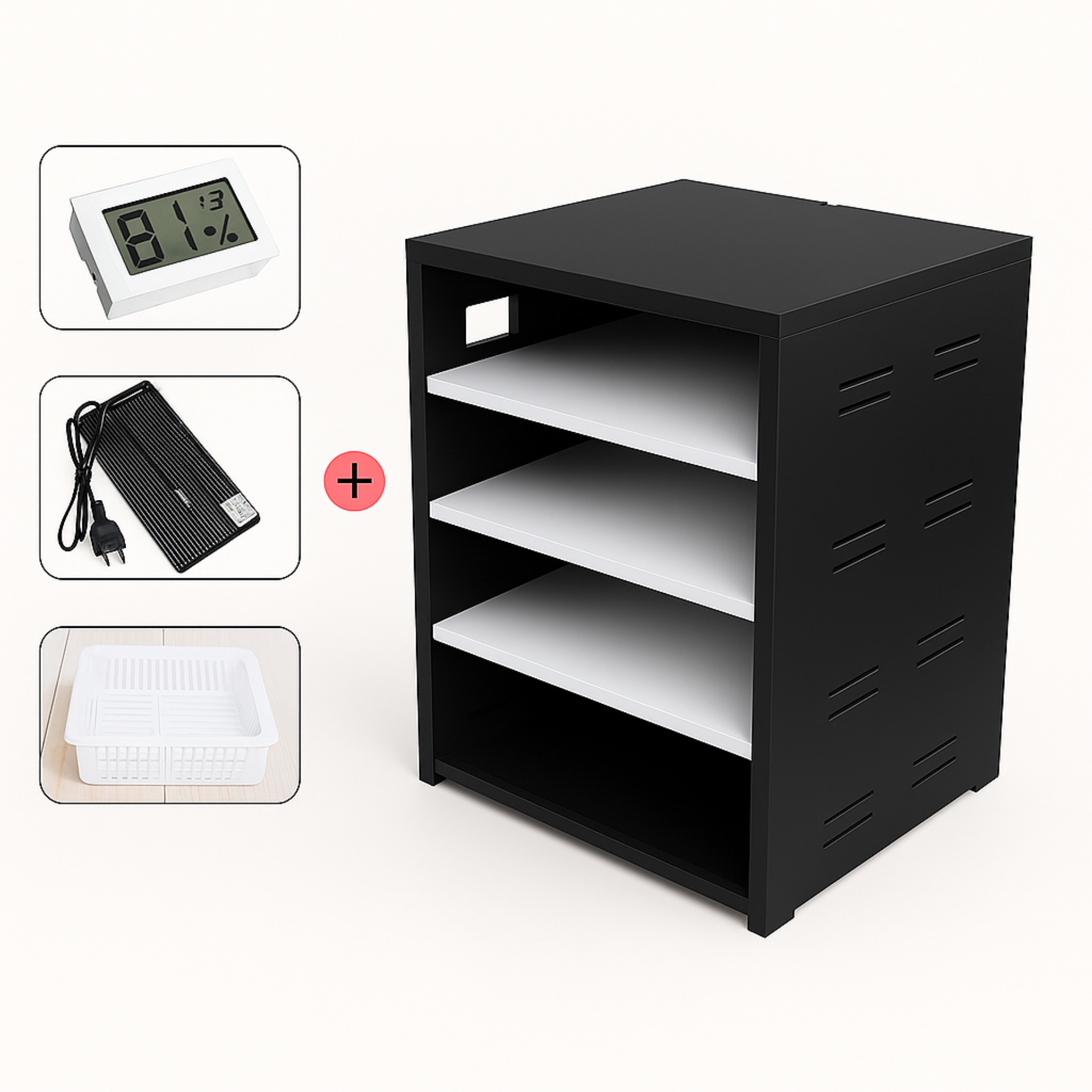 Terrarium Vertical à 4 Tiroirs avec Chauffage et Hygromètre 