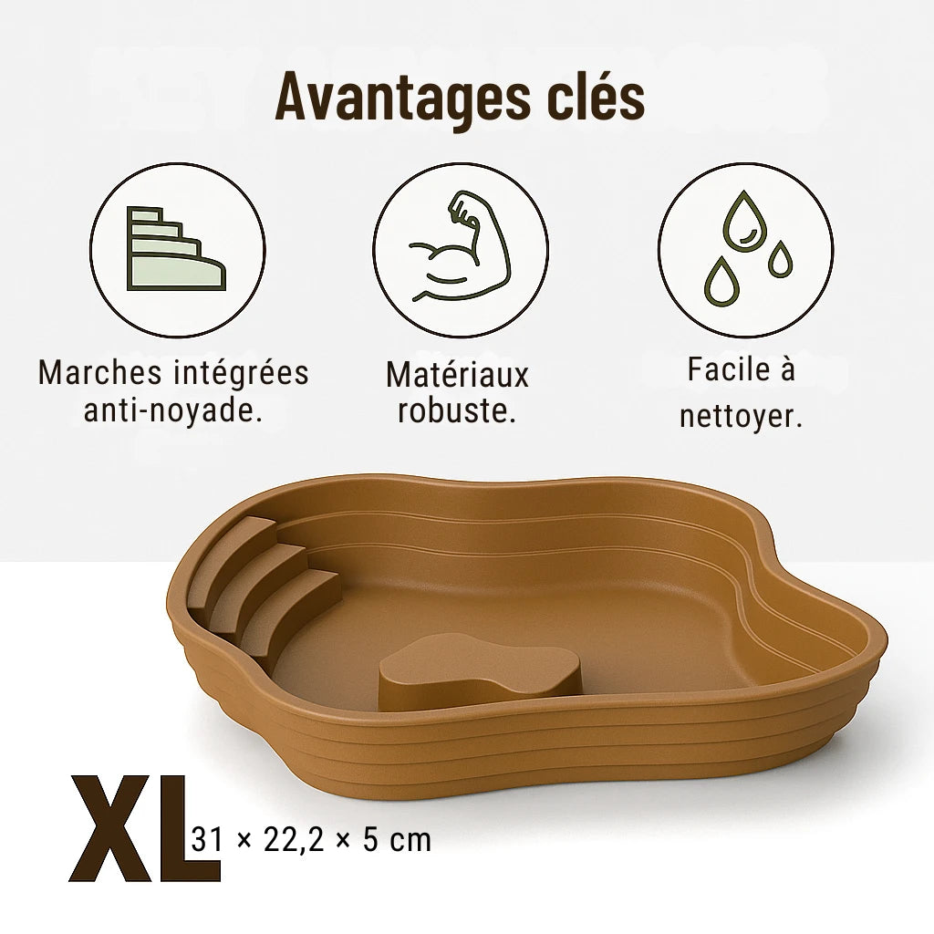 Bassin Pour Tortue Avec Plateforme Et Couvercle - Habitat Reptilien Stable - Noir