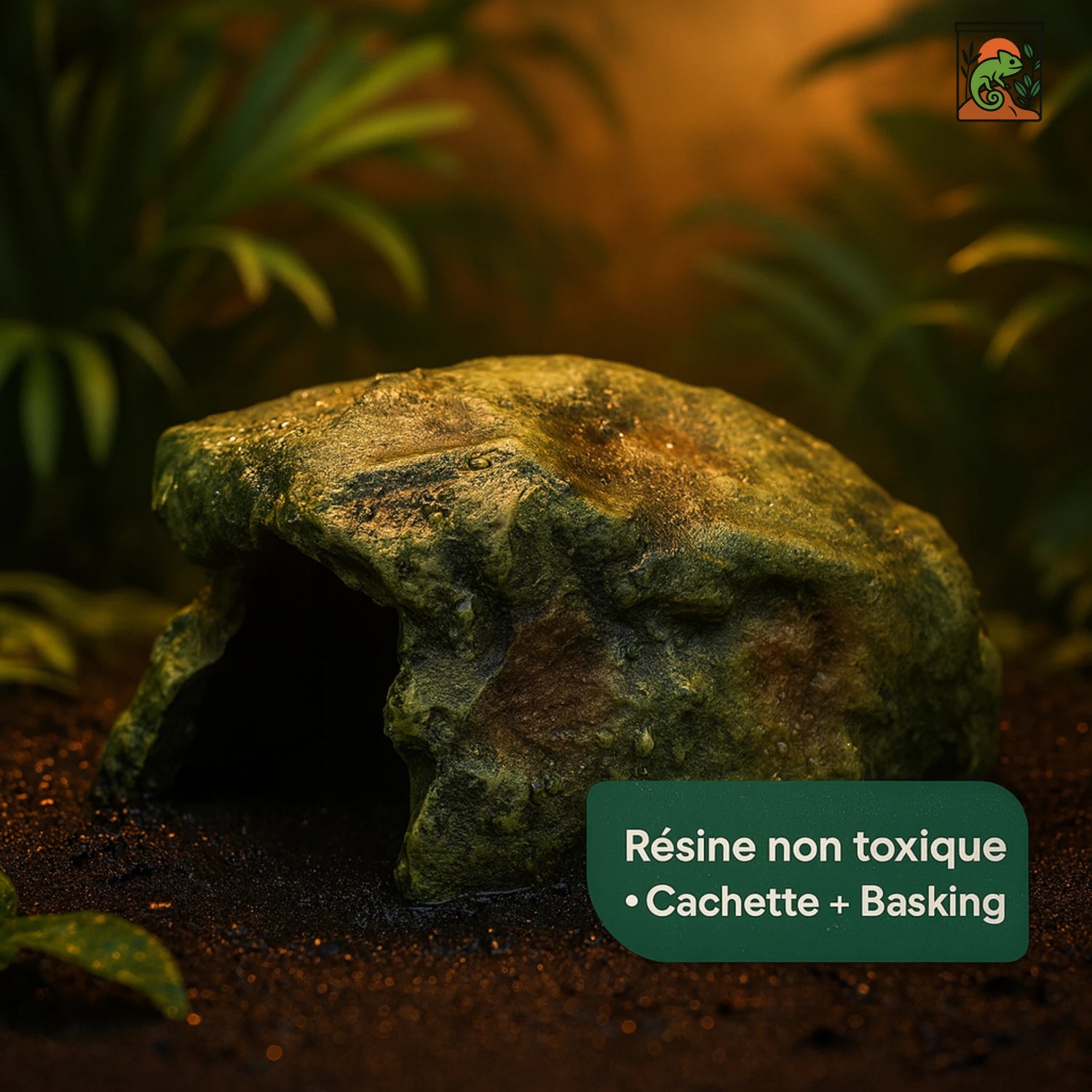 Cachette Terrarium pour Reptiles & Tortues – Résine Naturelle Haute Qualité 