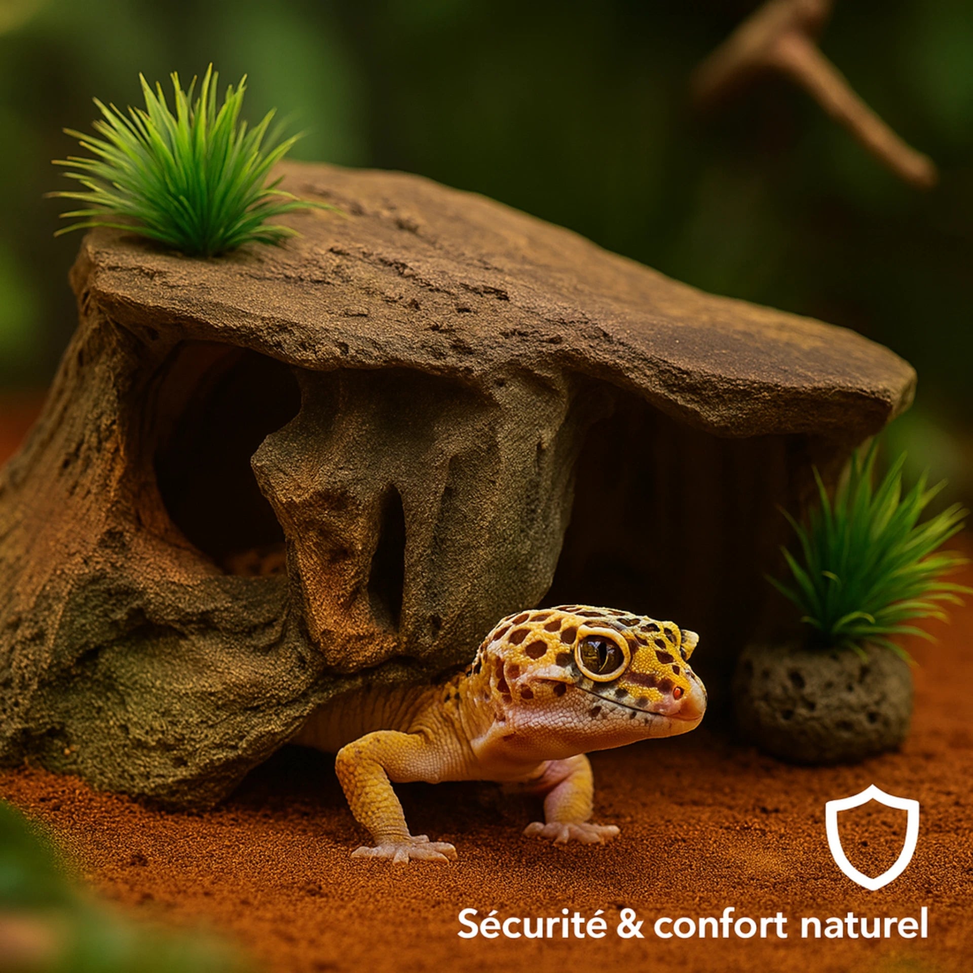 Cachette Terrarium pour Reptiles & Tortues – Résine Naturelle Haute Qualité 
