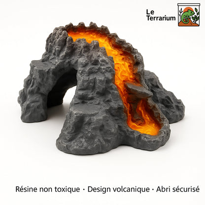 Cachette Volcanique en Résine pour Terrarium – Abri pour Reptiles 