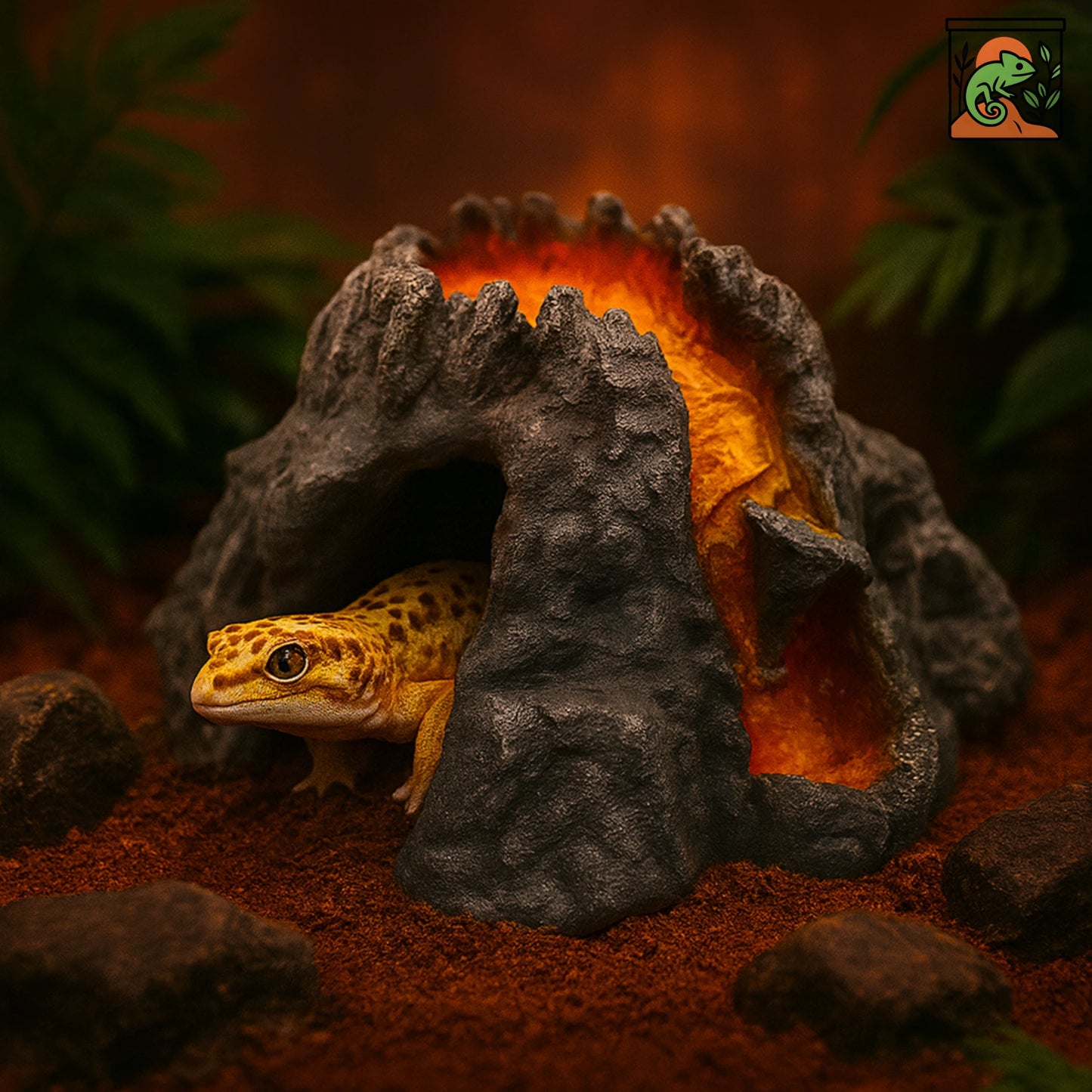 Cachette Volcanique en Résine pour Terrarium – Abri pour Reptiles 