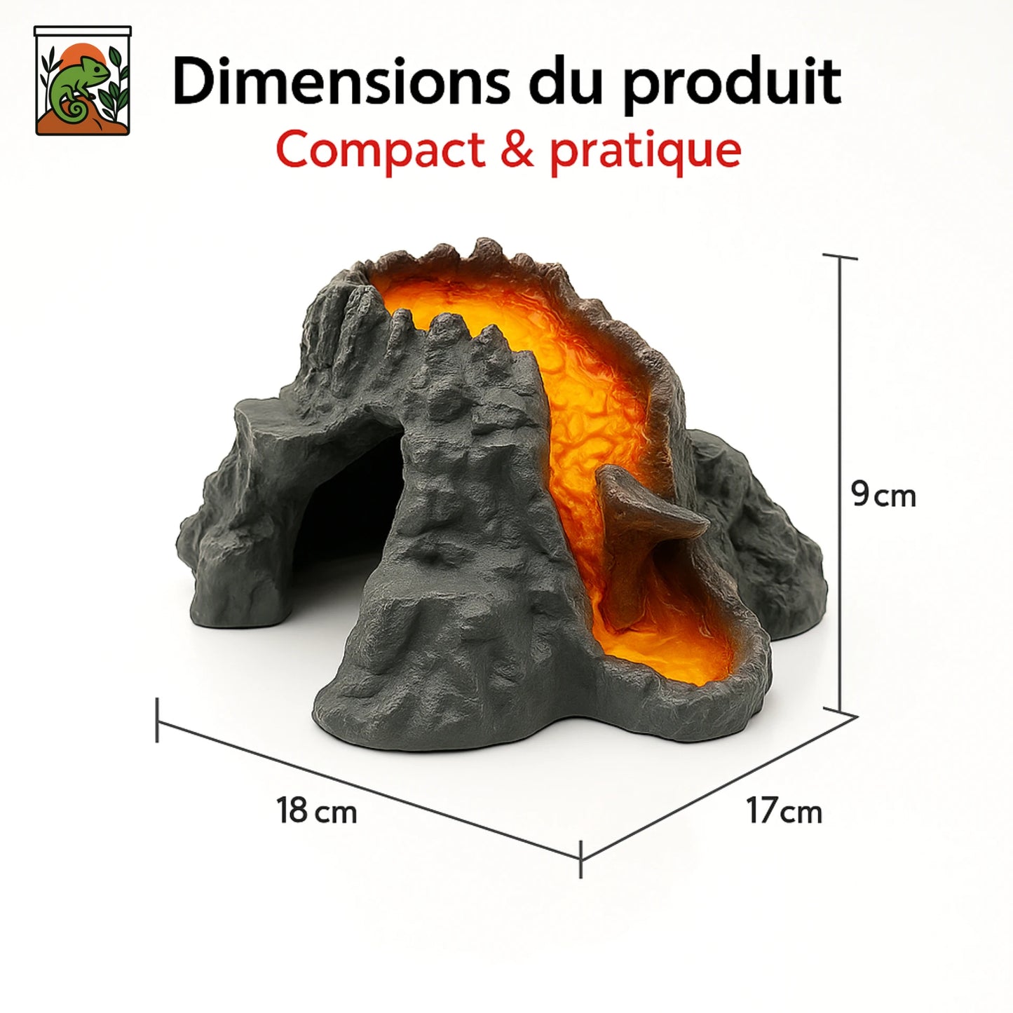 Cachette Volcanique en Résine pour Terrarium – Abri pour Reptiles 