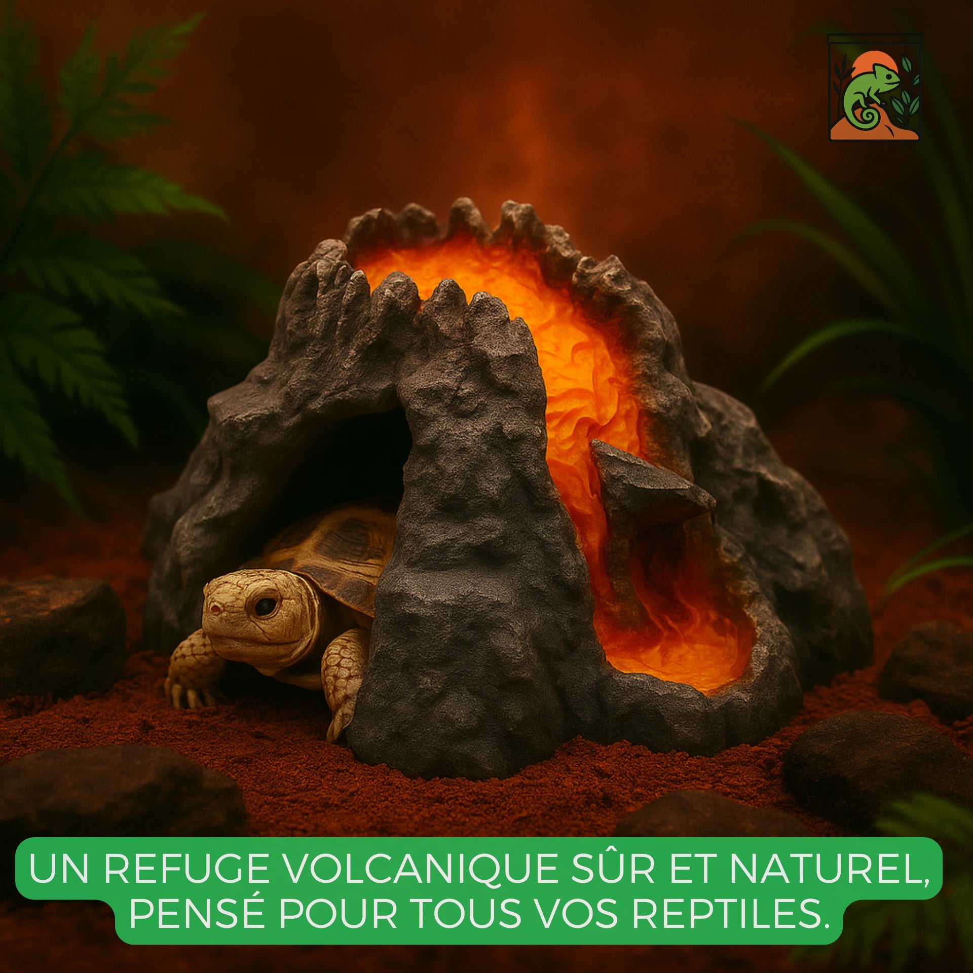 Cachette Volcanique en Résine pour Terrarium – Abri pour Reptiles 