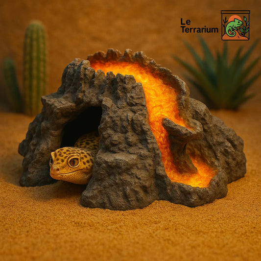 Cachette Volcanique en Résine pour Terrarium – Abri pour Reptiles 
