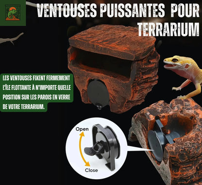 Cachette en Roche pour Terrarium – Abri Suspendu pour Réptiles 
