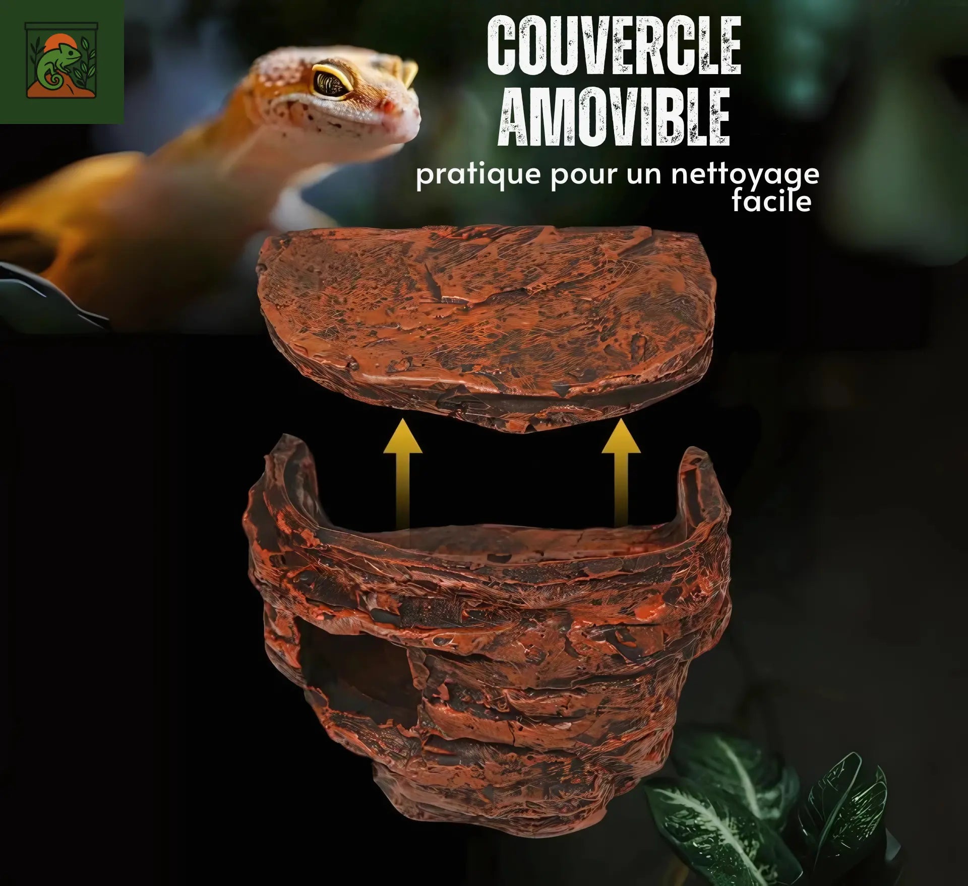 Cachette en Roche pour Terrarium – Abri Suspendu pour Réptiles 